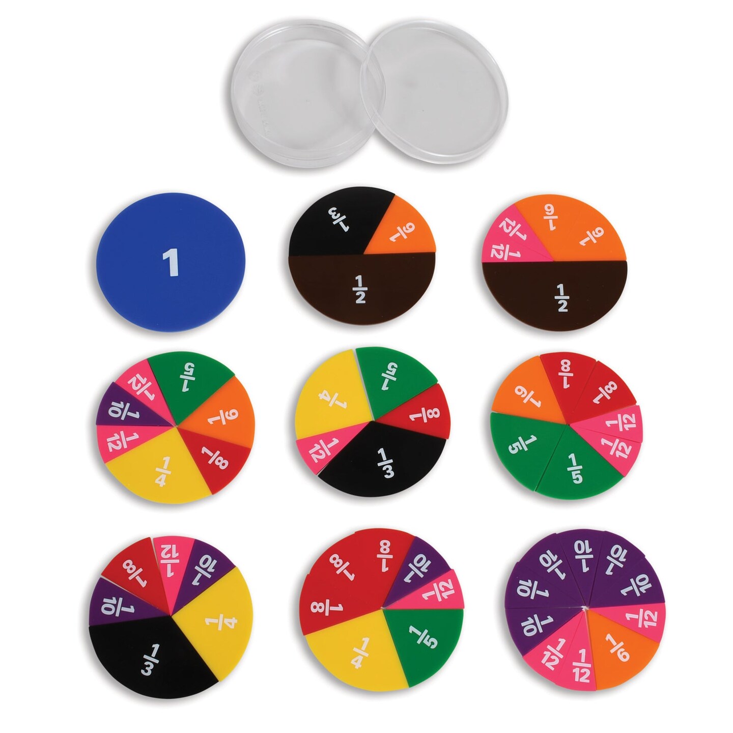 Fraction Circles - Set of 51 - 9 Values &#x26; Colors