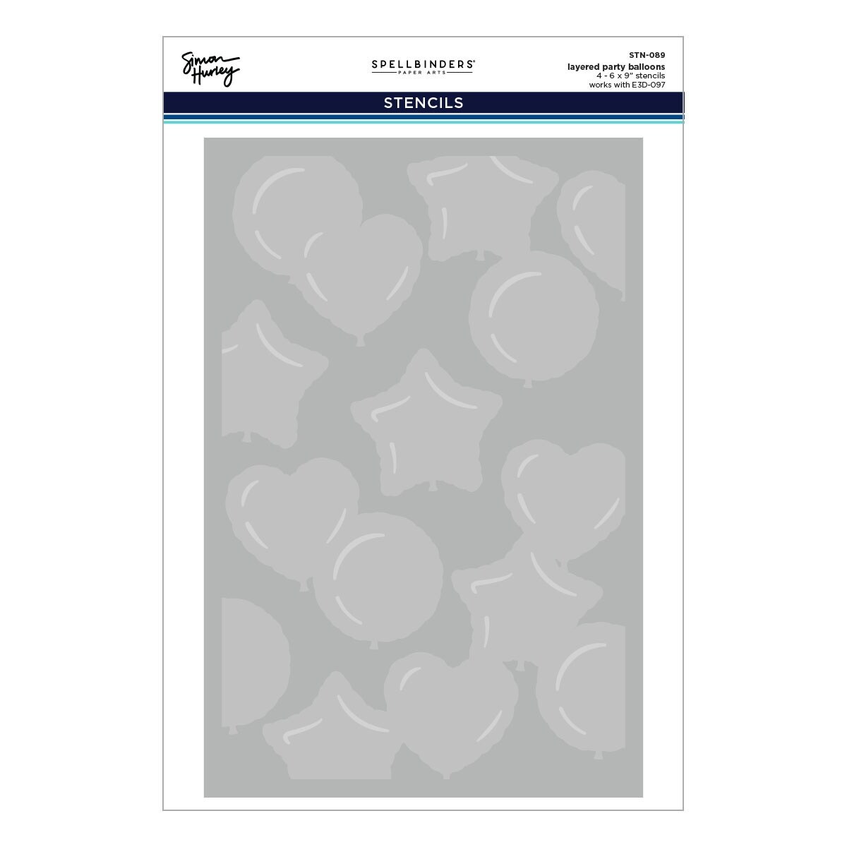 Spellbinders Stencils By Simon Hurley-Layered Party Balloons, Birthday Bash