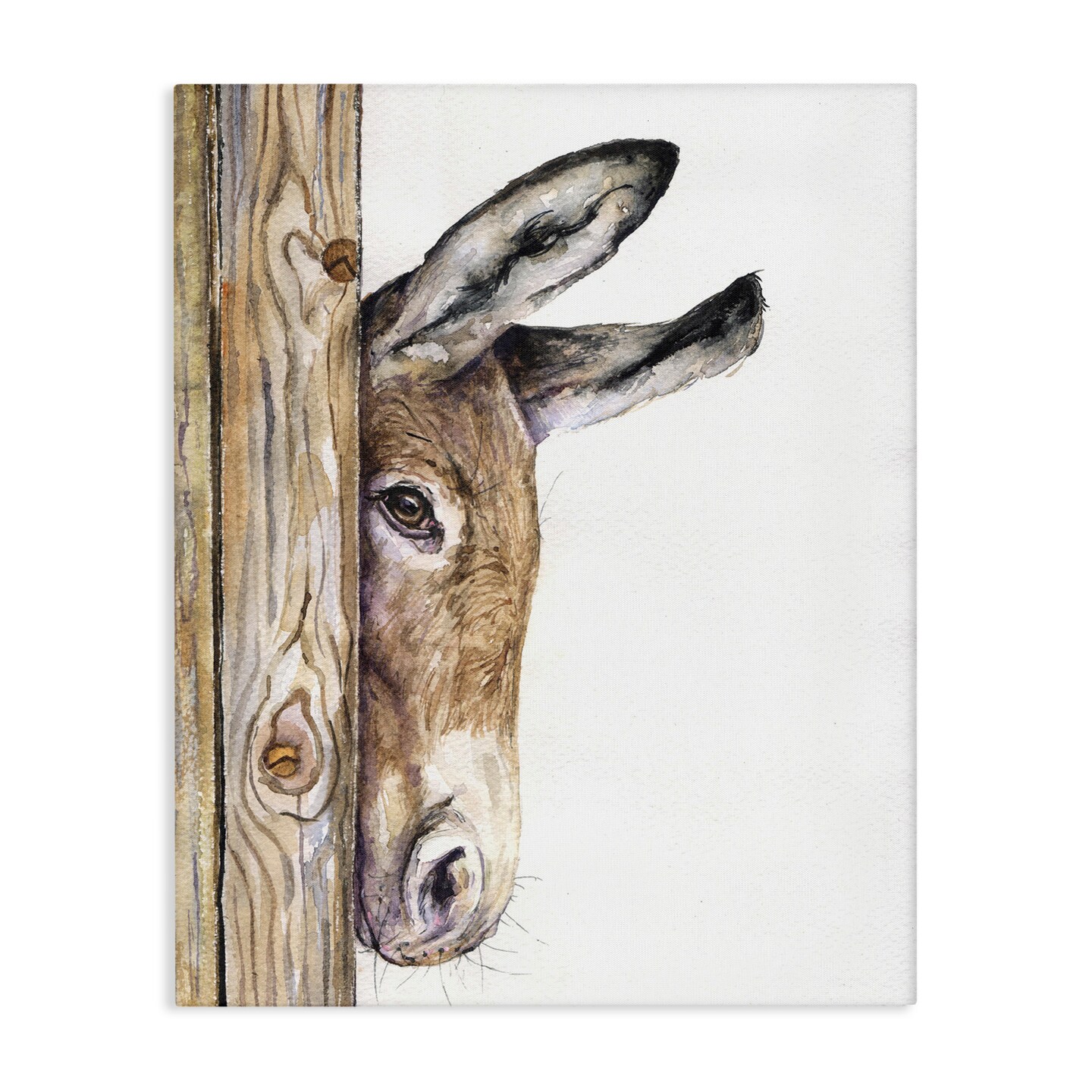 Stupell Industries Baby Donkey Animal Watercolor Canvas Wall Art