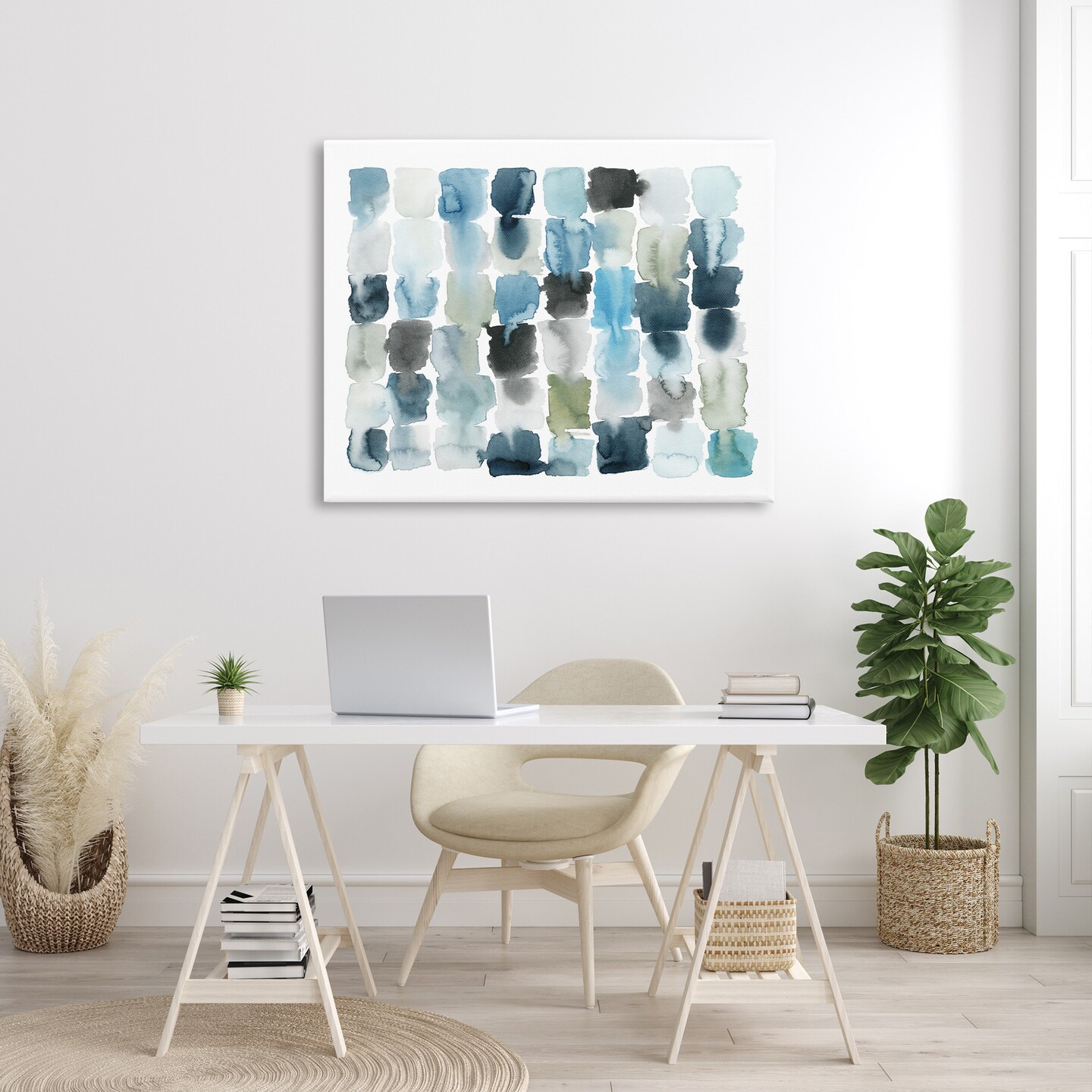 Stupell Industries Ocean Inspired Abstract Tiles Canvas Wall Art