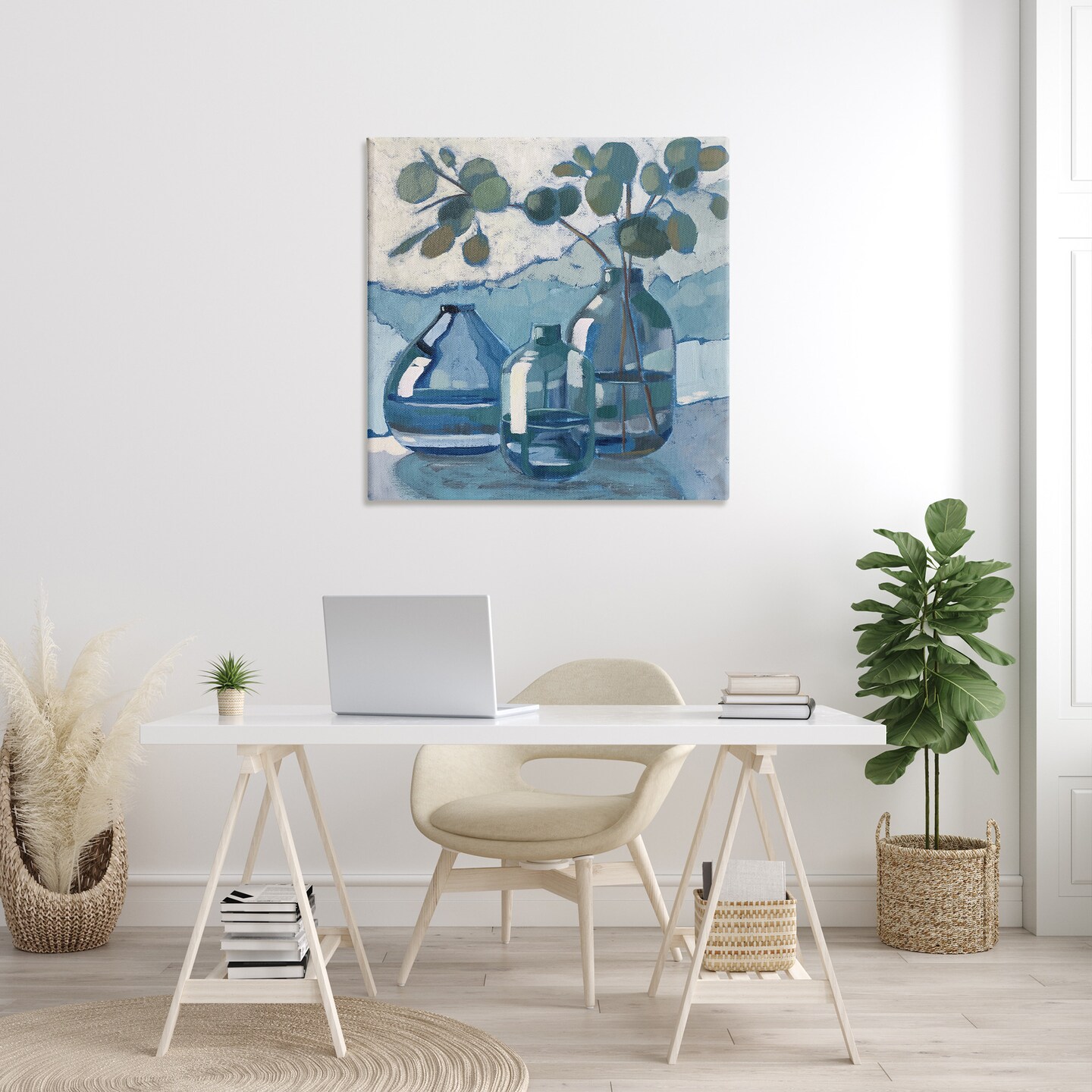 Stupell Industries Soothing Eucalyptus Ikebana Vases Canvas Wall Art