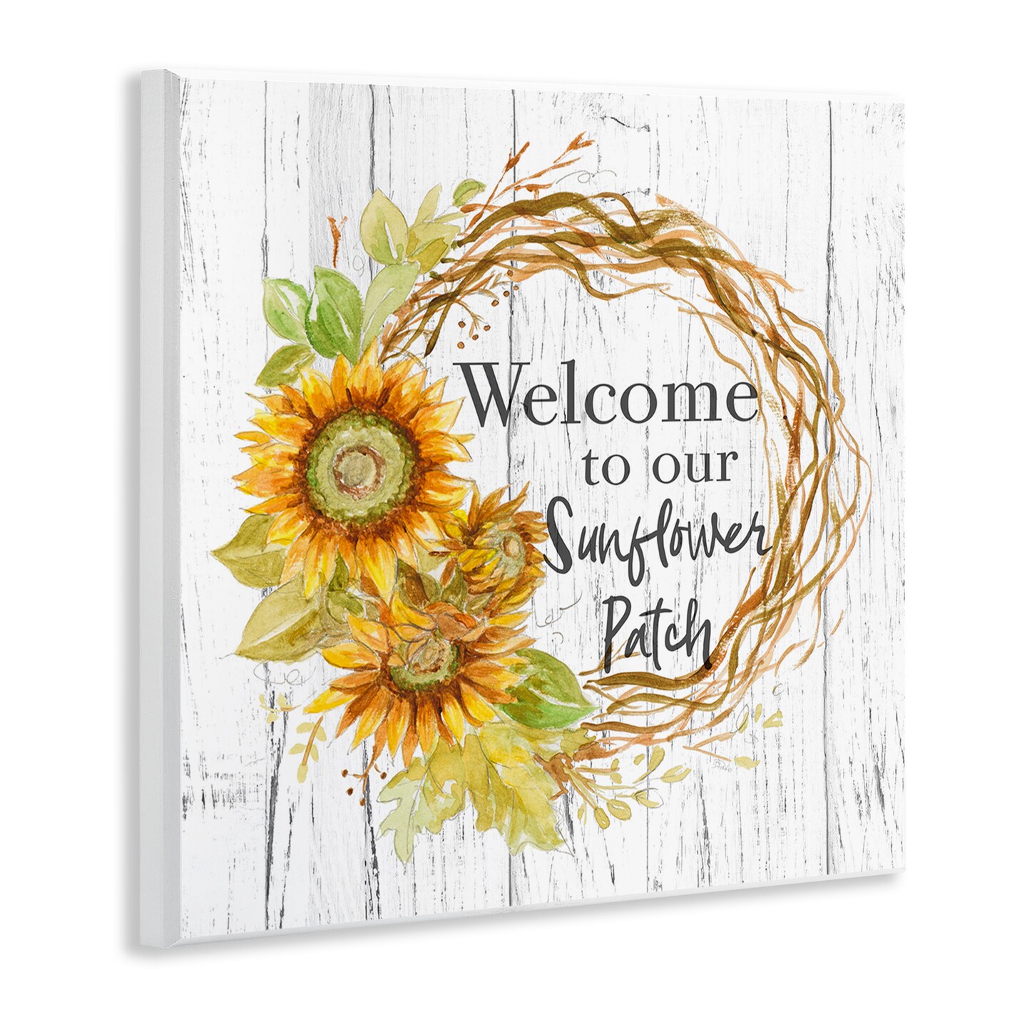 Stupell Industries Welcome Rustic Floral Wreath Wall Plaque Art