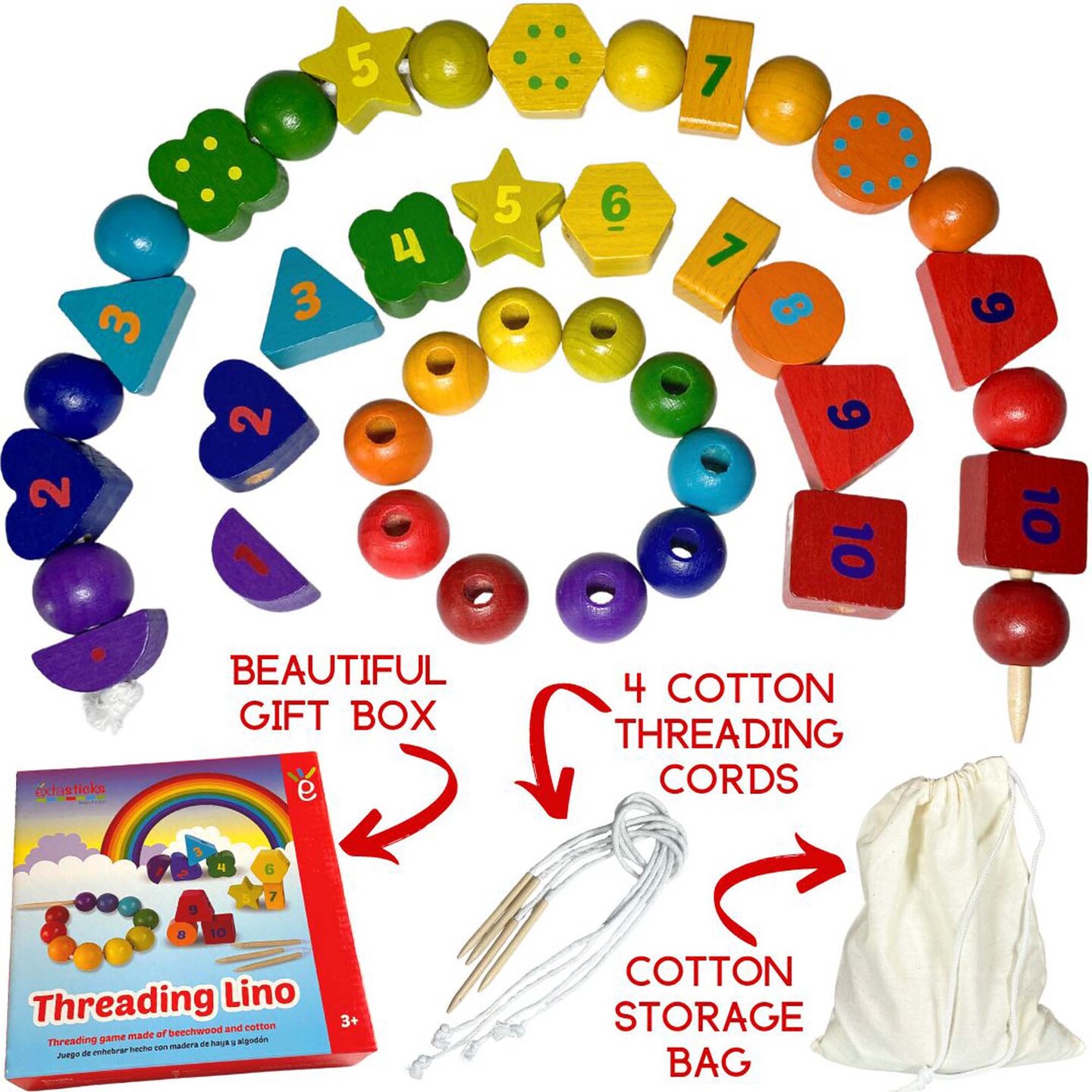 Threading Lino Wooden Lacing Beads