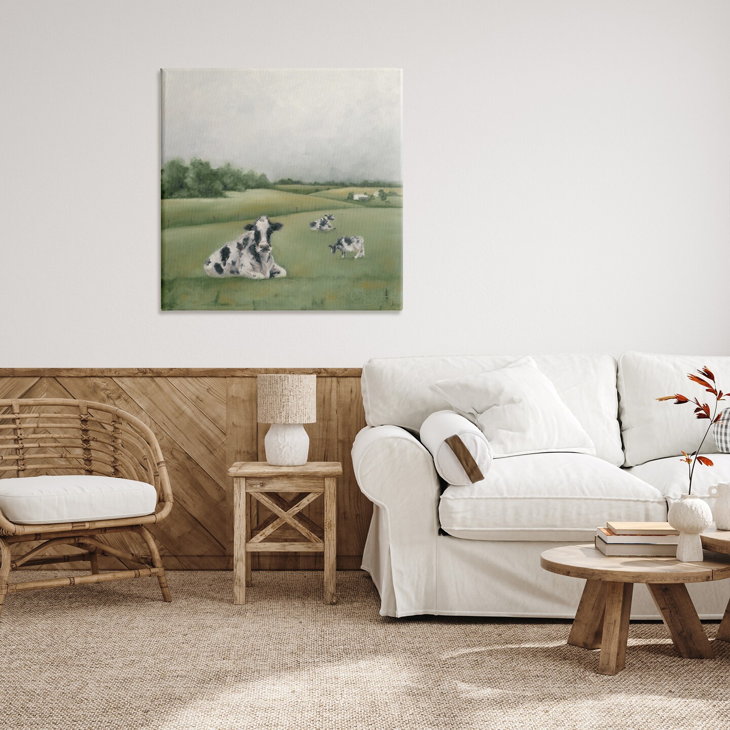 Stupell Industries Dairy Cows Grazing in Green Field Canvas Wall Art