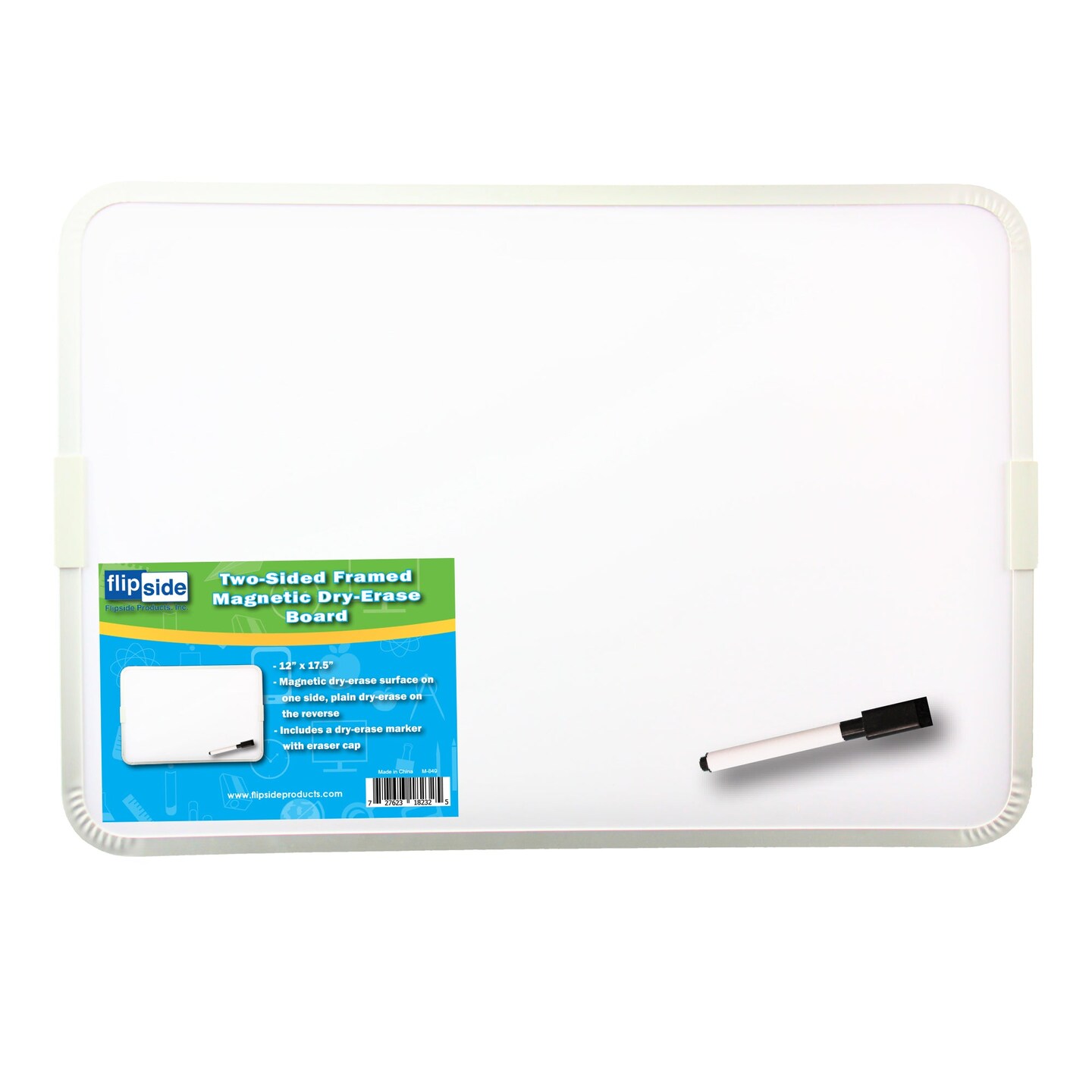 Two-Sided Aluminum Framed, Magnetic Dry Erase Board w/Pen, 12&#x22; x 17.5&#x22;