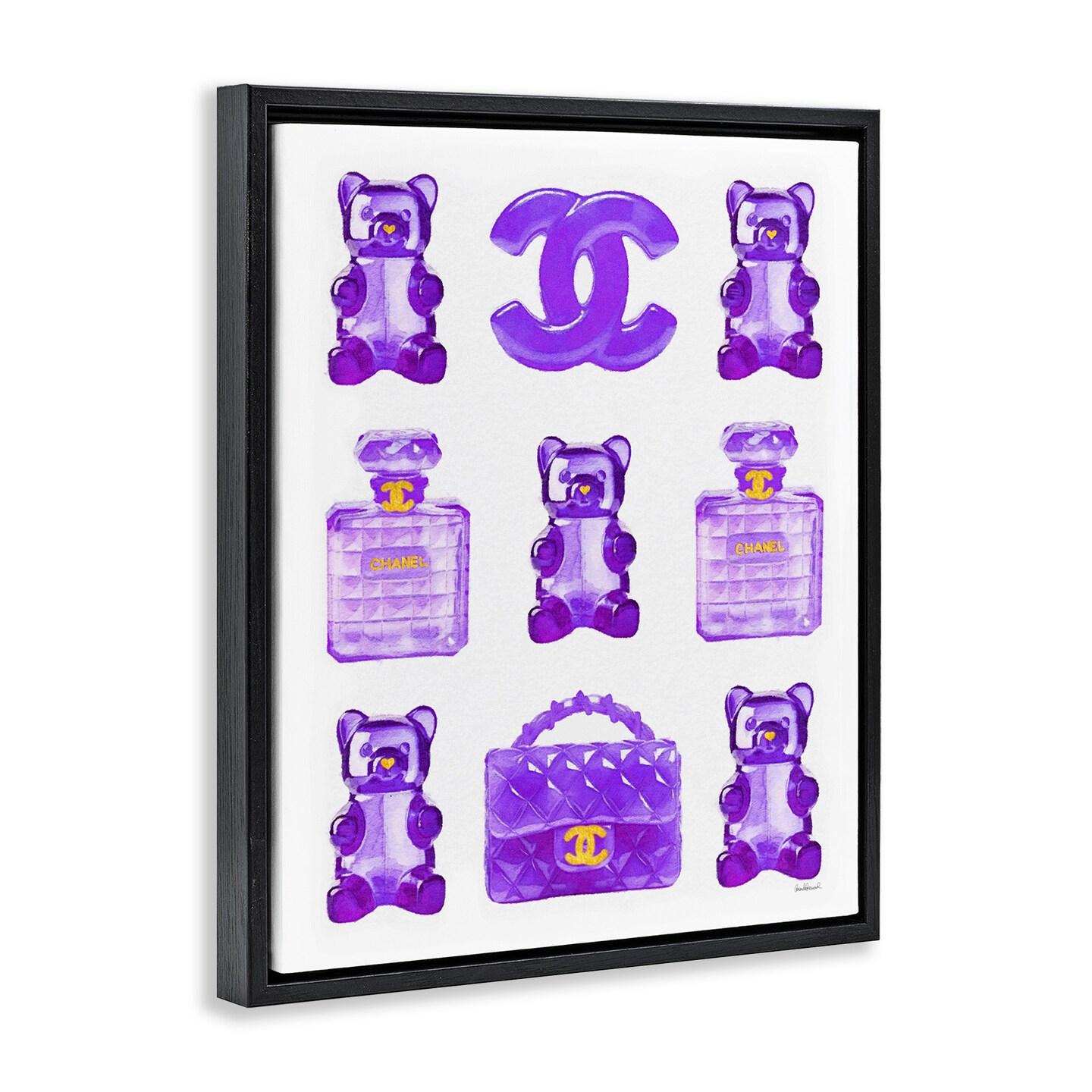 Stupell Industries Purple Glam Gummy Candy Framed Floater Canvas Wall Art