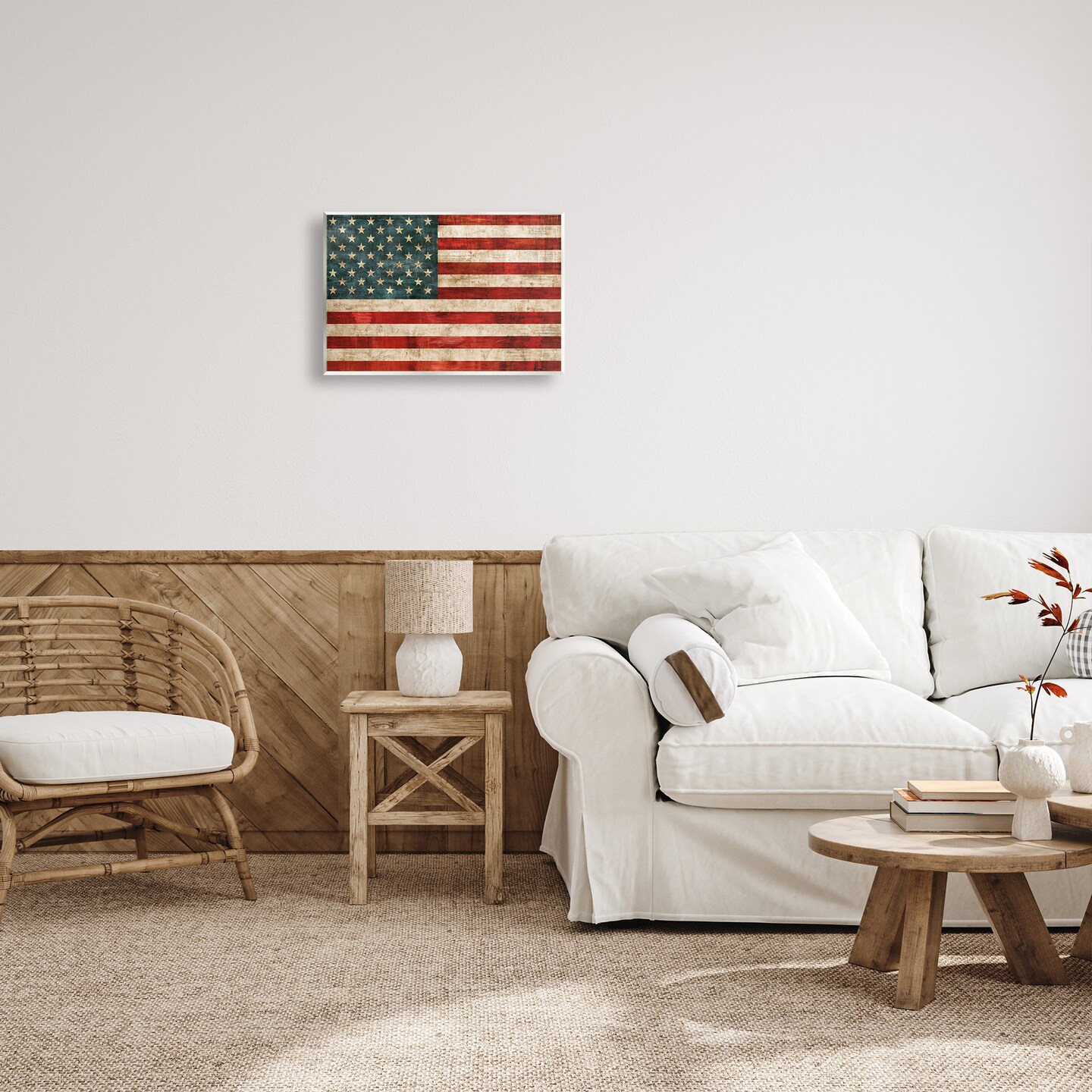 Stupell Industries US American Flag Rustic Pattern Wall Plaque Art