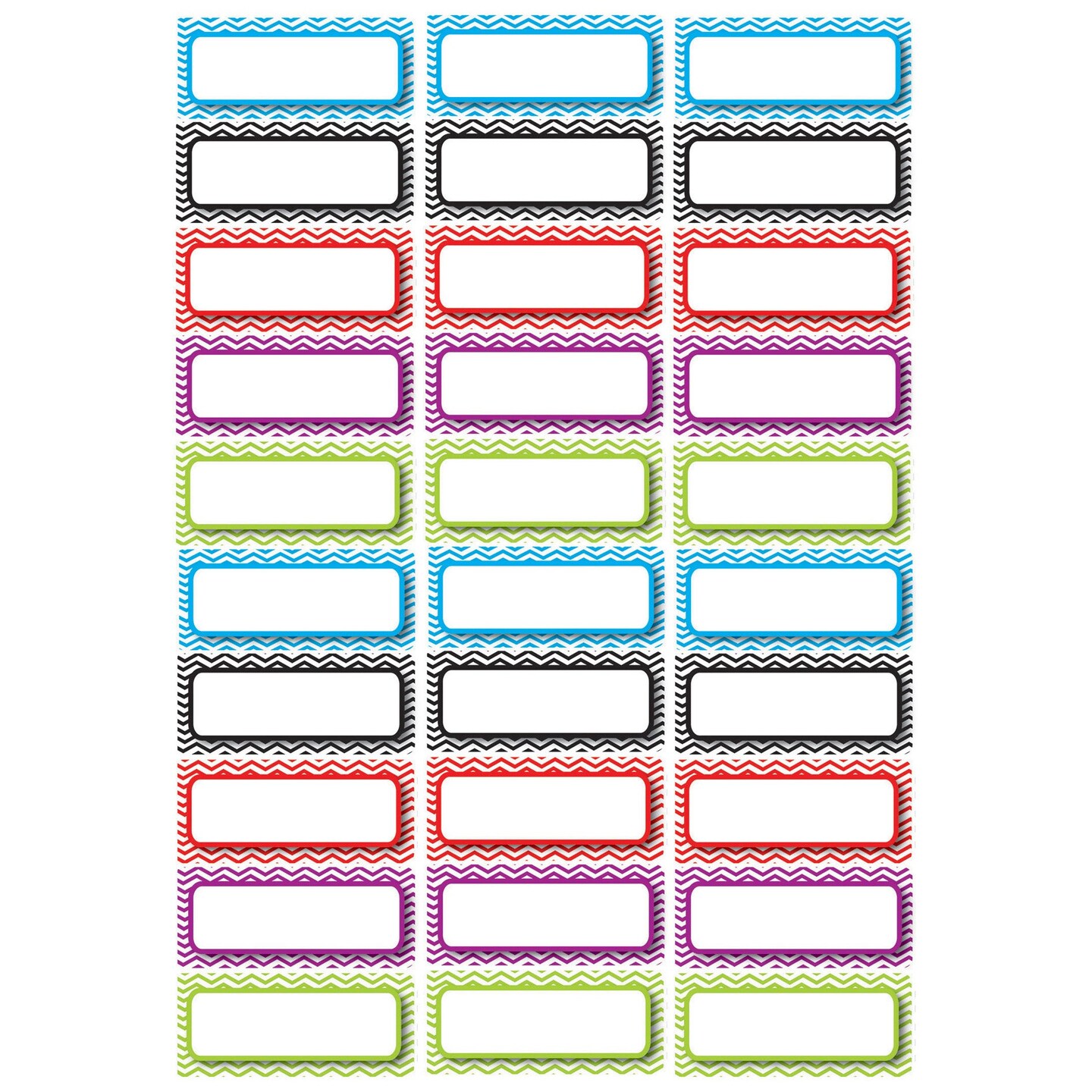 Die-Cut Magnetic Foam Color Chevron Labels/Nameplates, Pack of 30