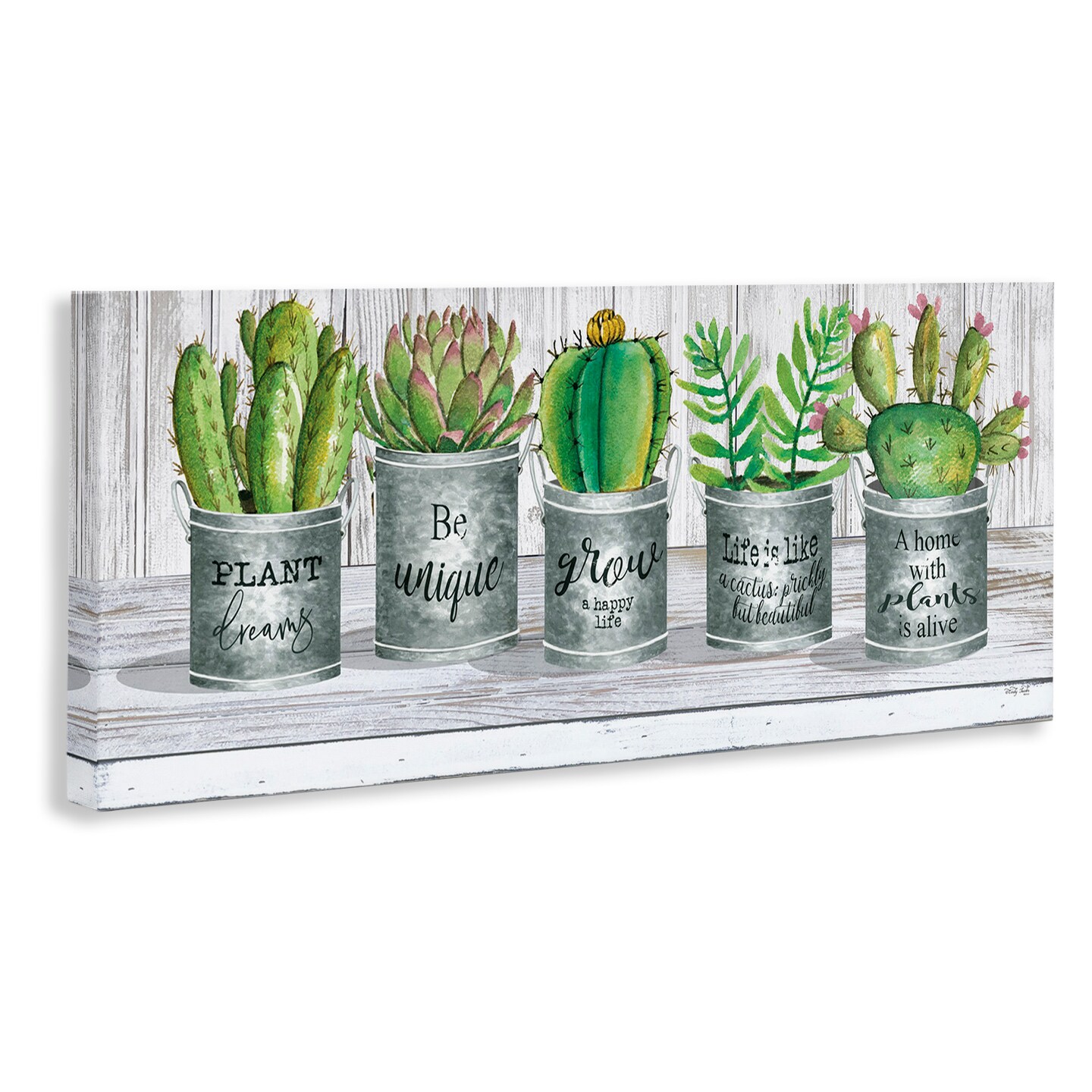 Stupell Industries Succulents with Plant Life Puns Canvas Wall Art