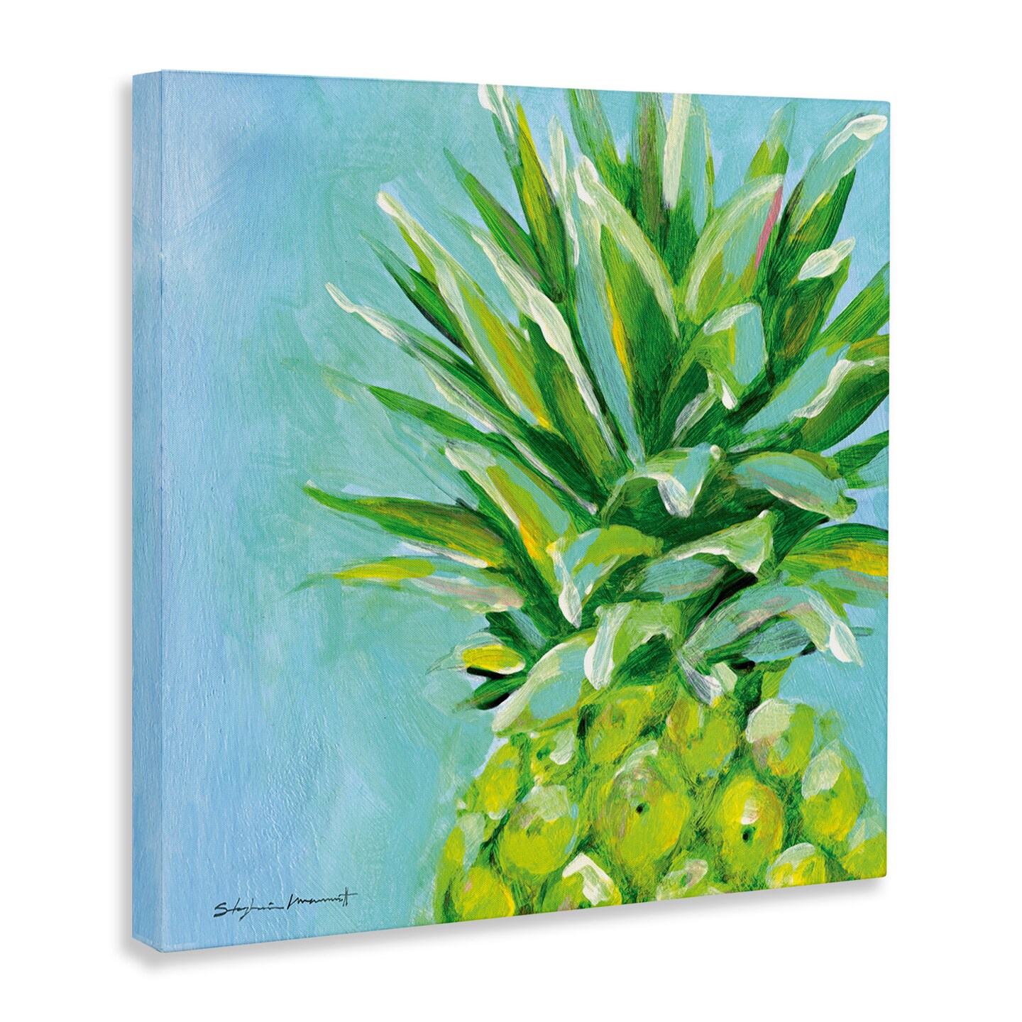 Stupell Industries Tropical Blue Pineapple Fruit Canvas Wall Art