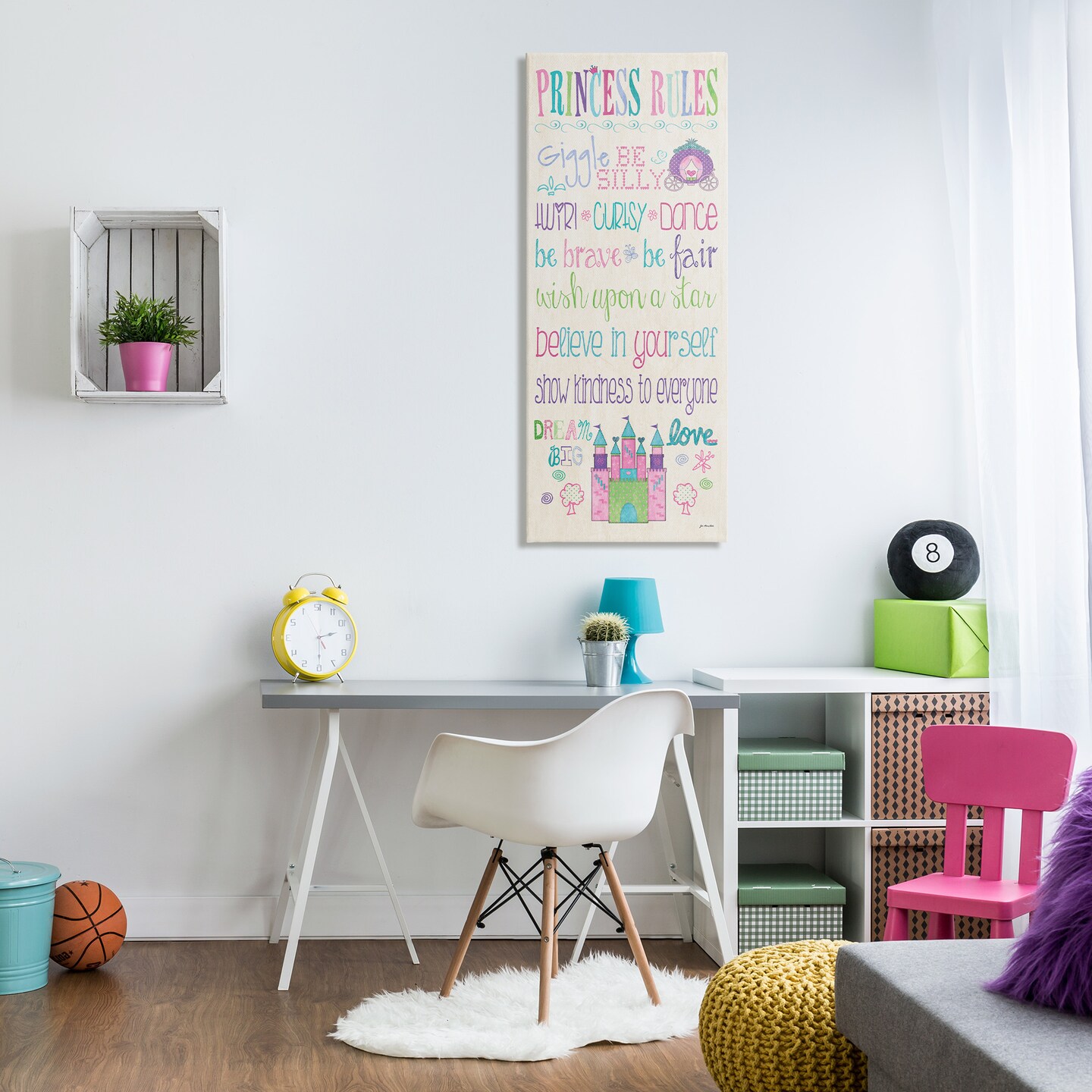 Stupell Industries Princess Rules With Castle &#x26; Carriage Canvas Wall Art