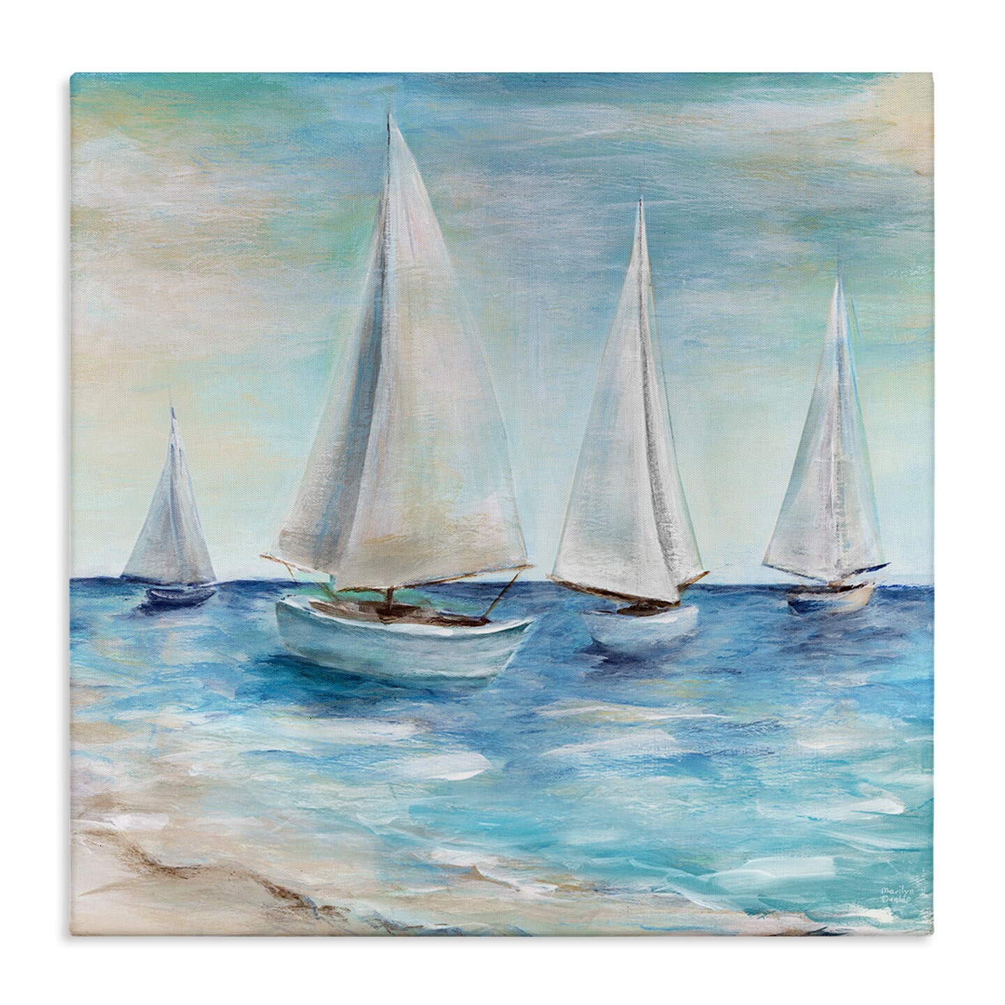Stupell Industries Sailboats Floating Peacefully Canvas Wall Art