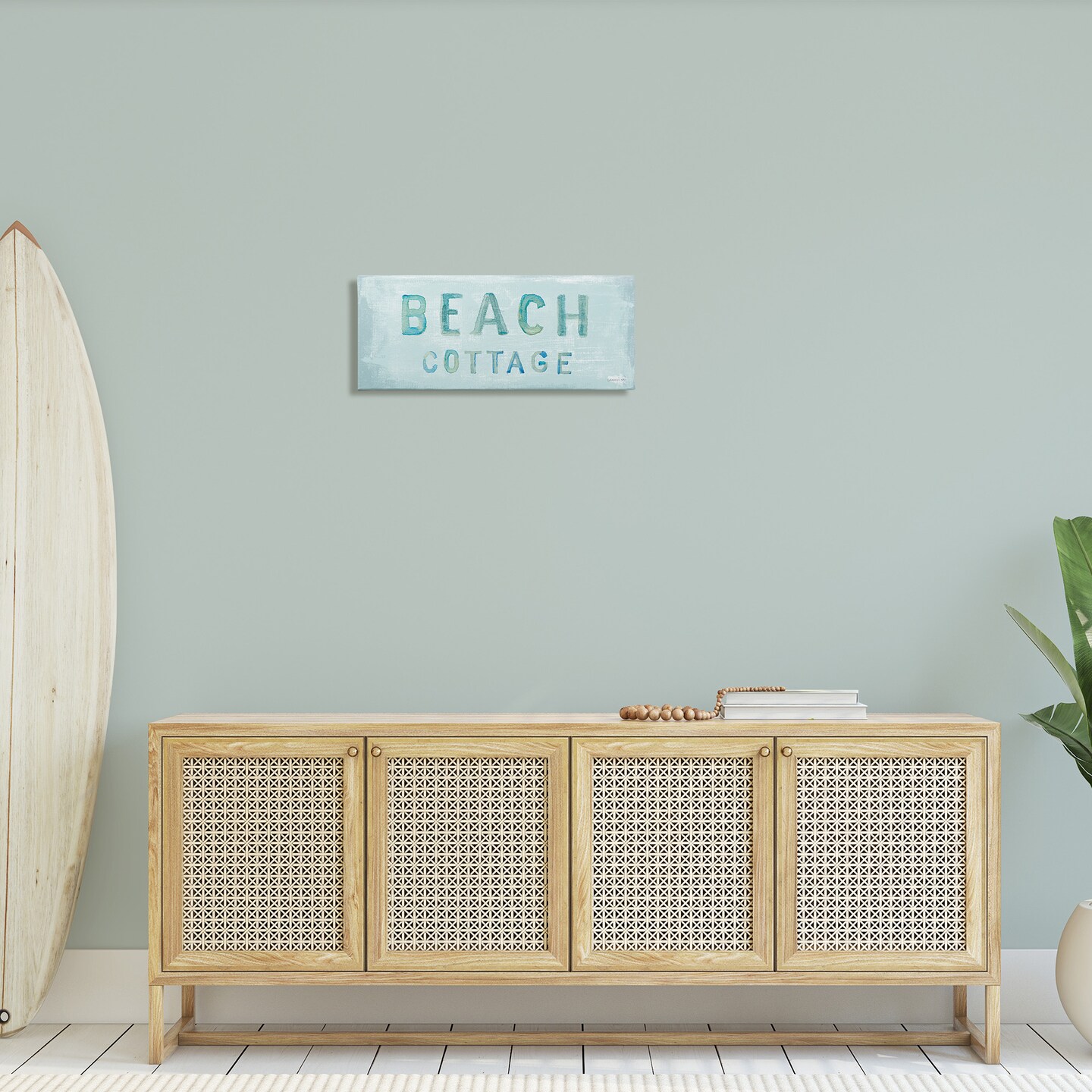 Stupell Industries Rustic Beach Cottage Watercolor Canvas Wall Art