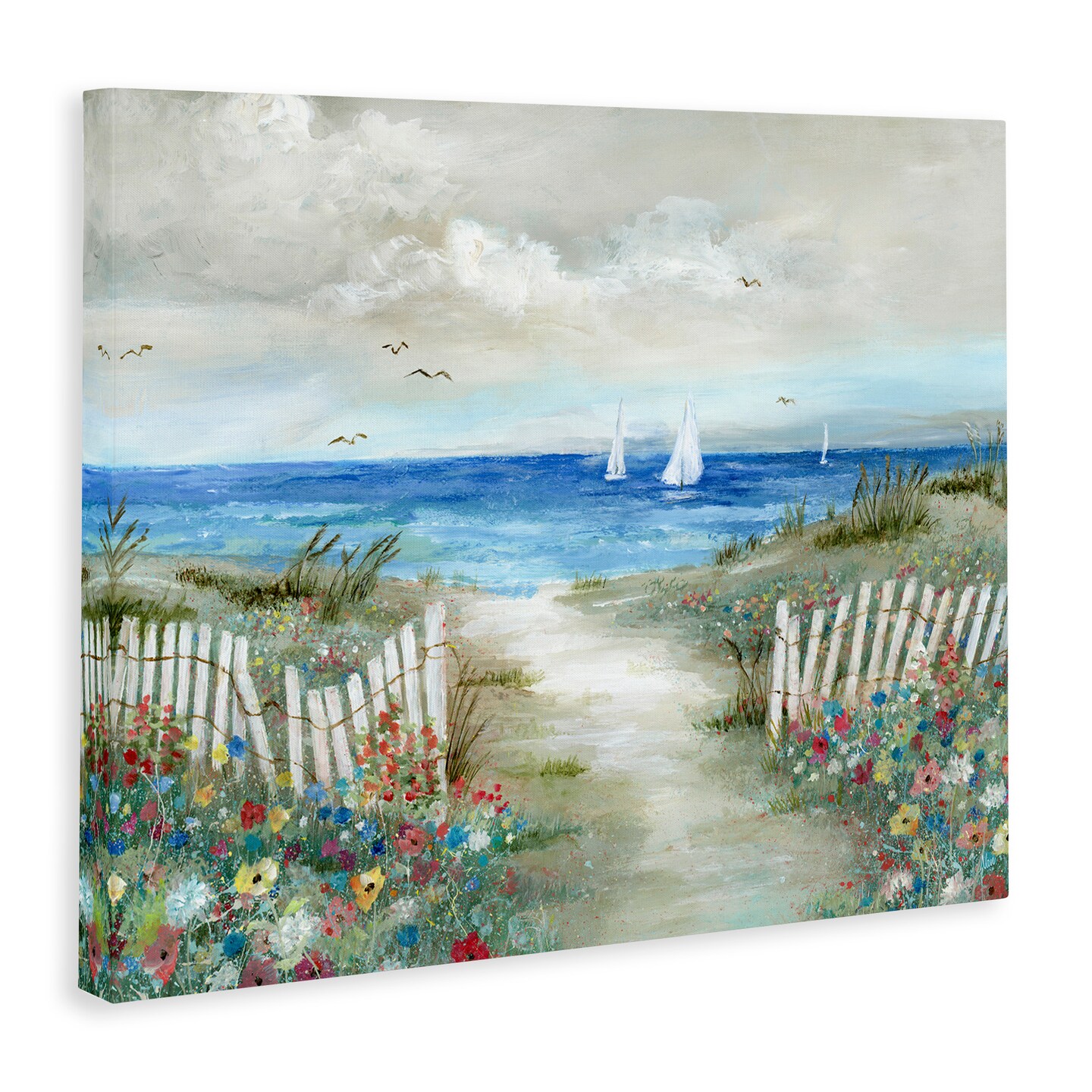 Stupell Industries Gorgeous Traditional Beach Scene Canvas Wall Art