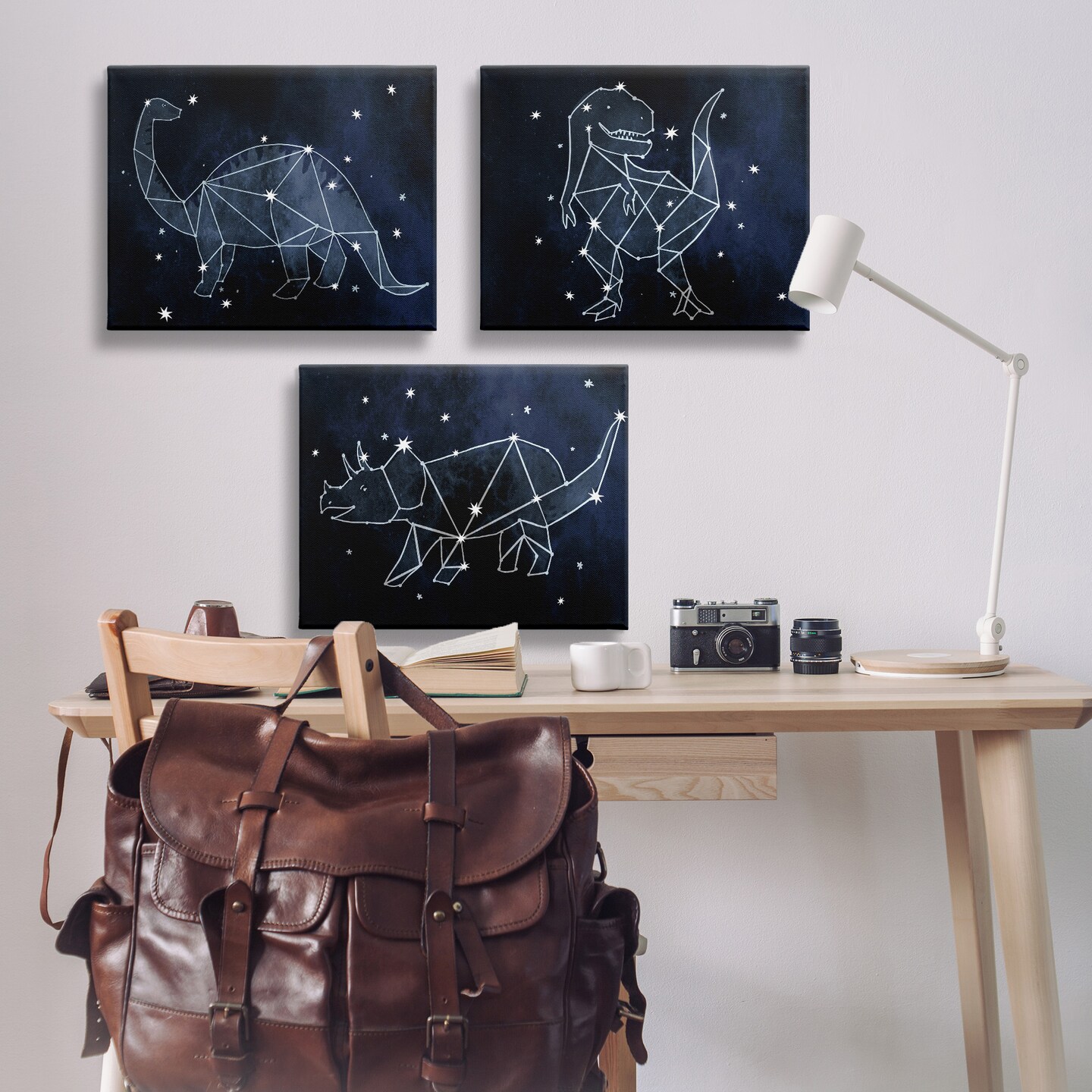 Stupell Industries Night Sky Dinosaur Constellations Canvas Wall Art