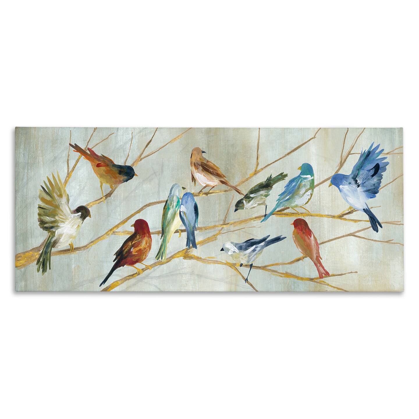 Stupell Industries Birds Resting Autumn Branches Canvas Wall Art