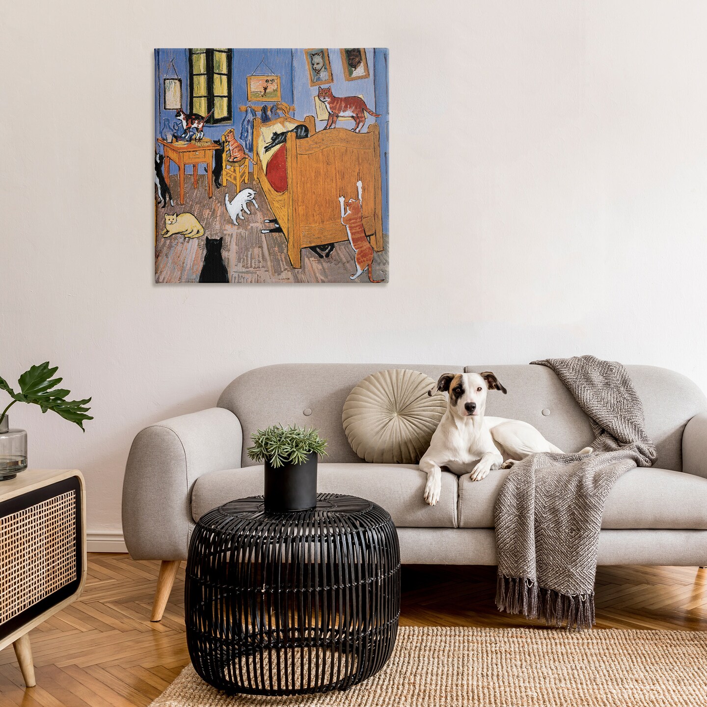 Stupell Industries Cats in Bedroom Classics Parody Canvas Wall Art