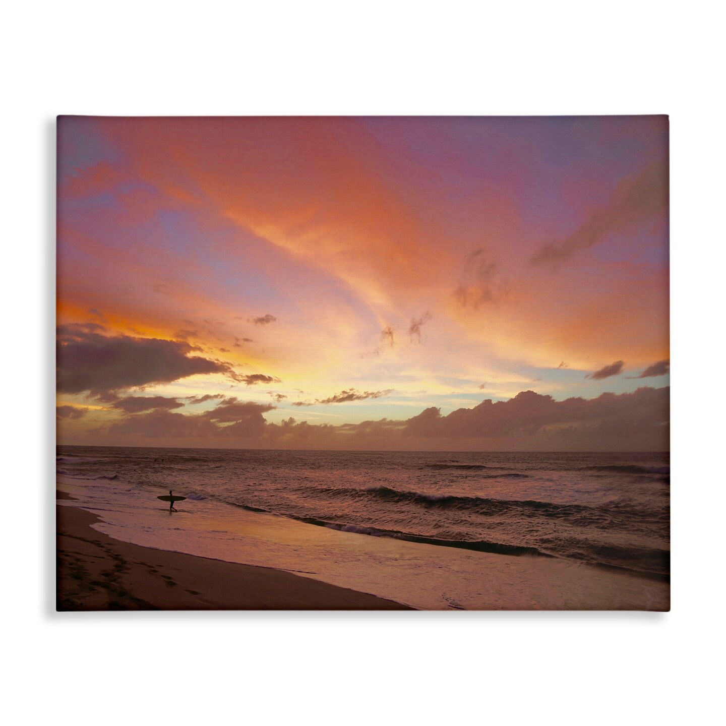 Stupell Industries Surfing Beach Waves at Sunset Canvas Wall Art