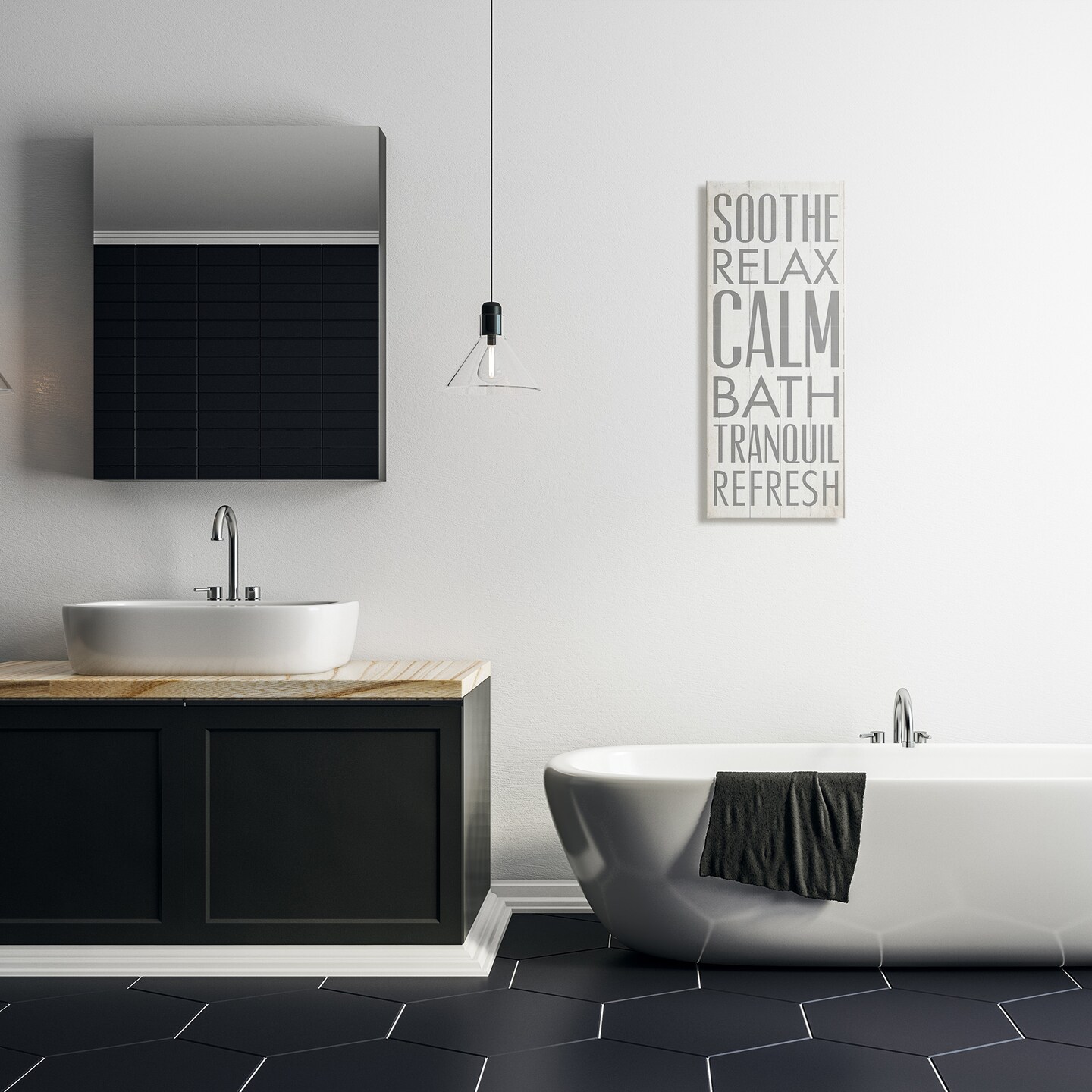 Stupell Industries Soothe Calm Relax Bath Bathroom Canvas Wall Art