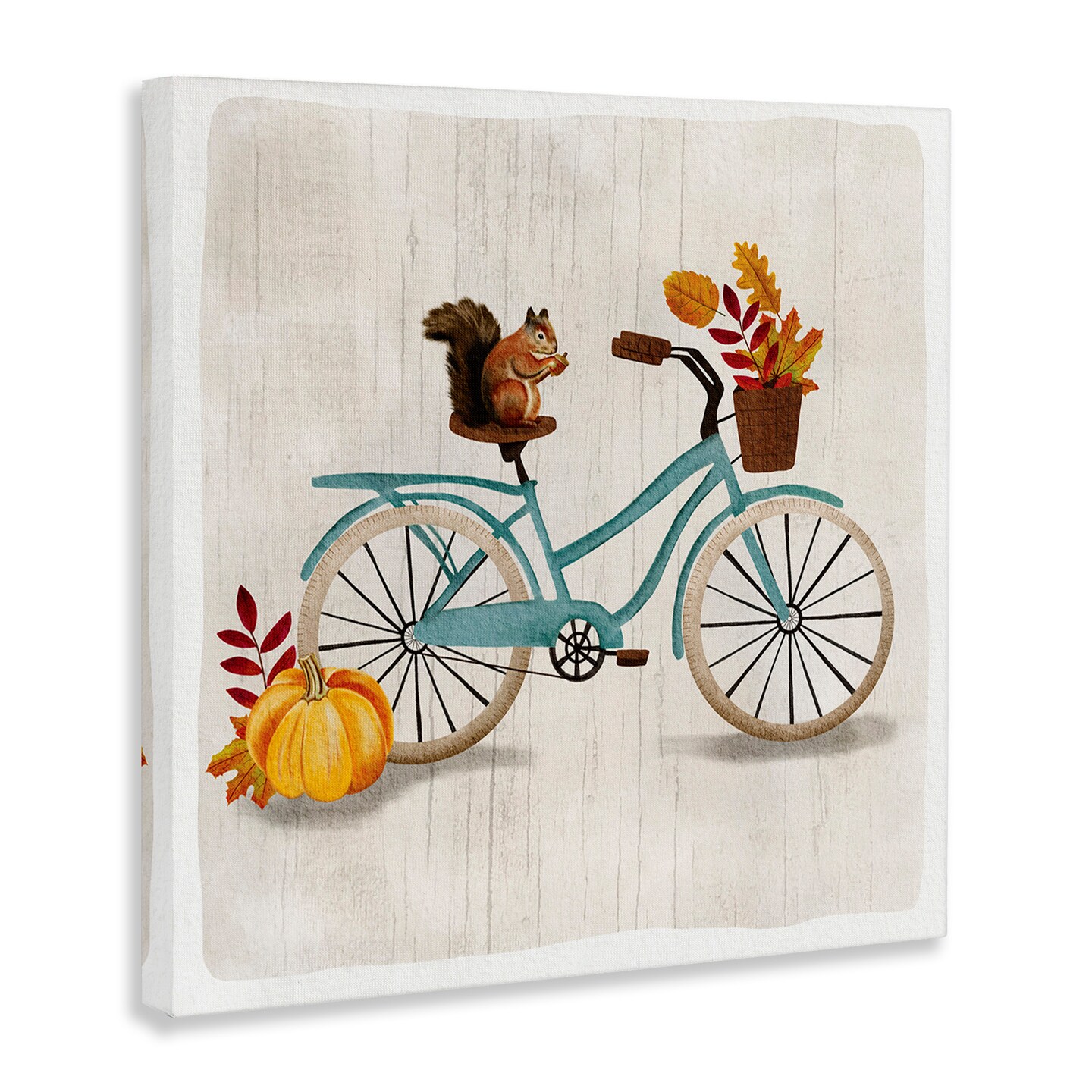 Stupell Industries Squirrel on Autumnal Bicycle Canvas Wall Art