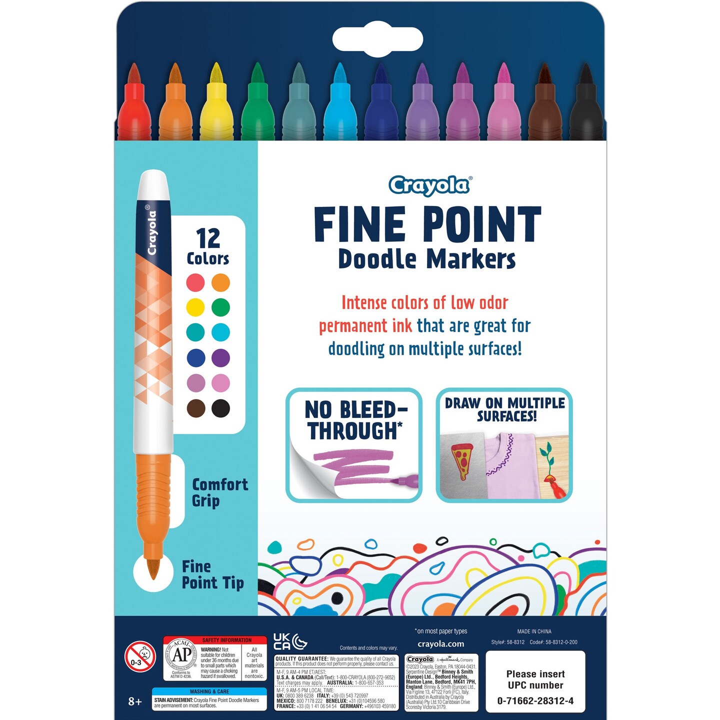 Doodle &#x26; Draw Fine Point Doodle Marker, 12 Count
