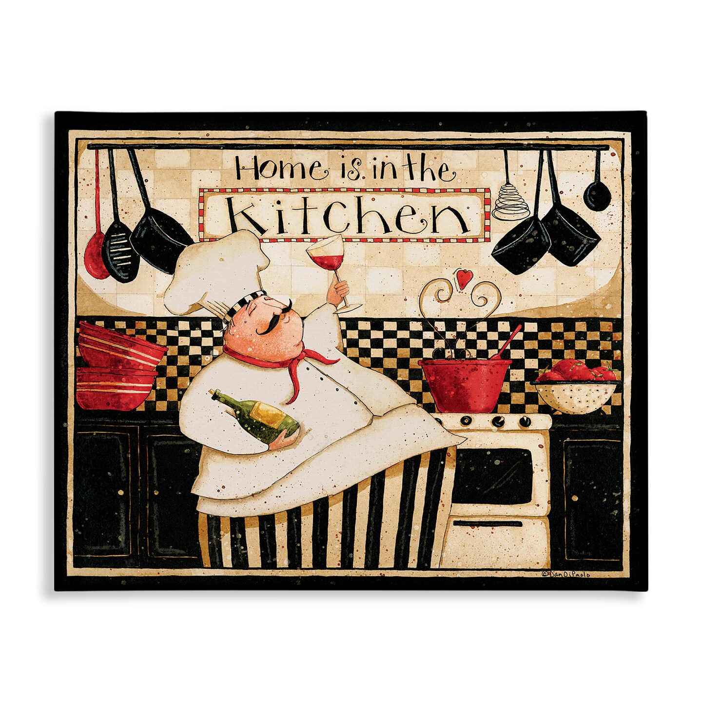 Stupell Industries Happy Chef Kitchen Phrase Canvas Wall Art