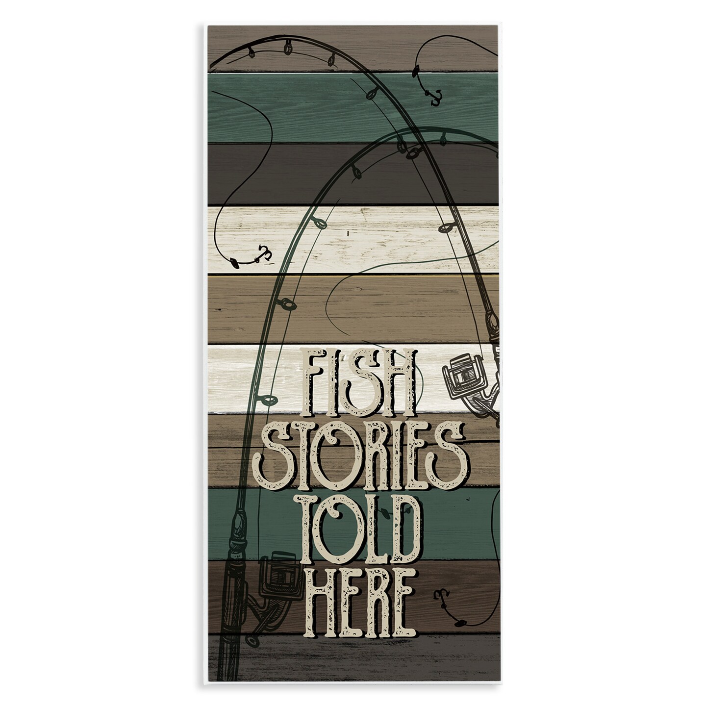Stupell Industries Rustic Fishing Stories Phrase Wall Plaque Art