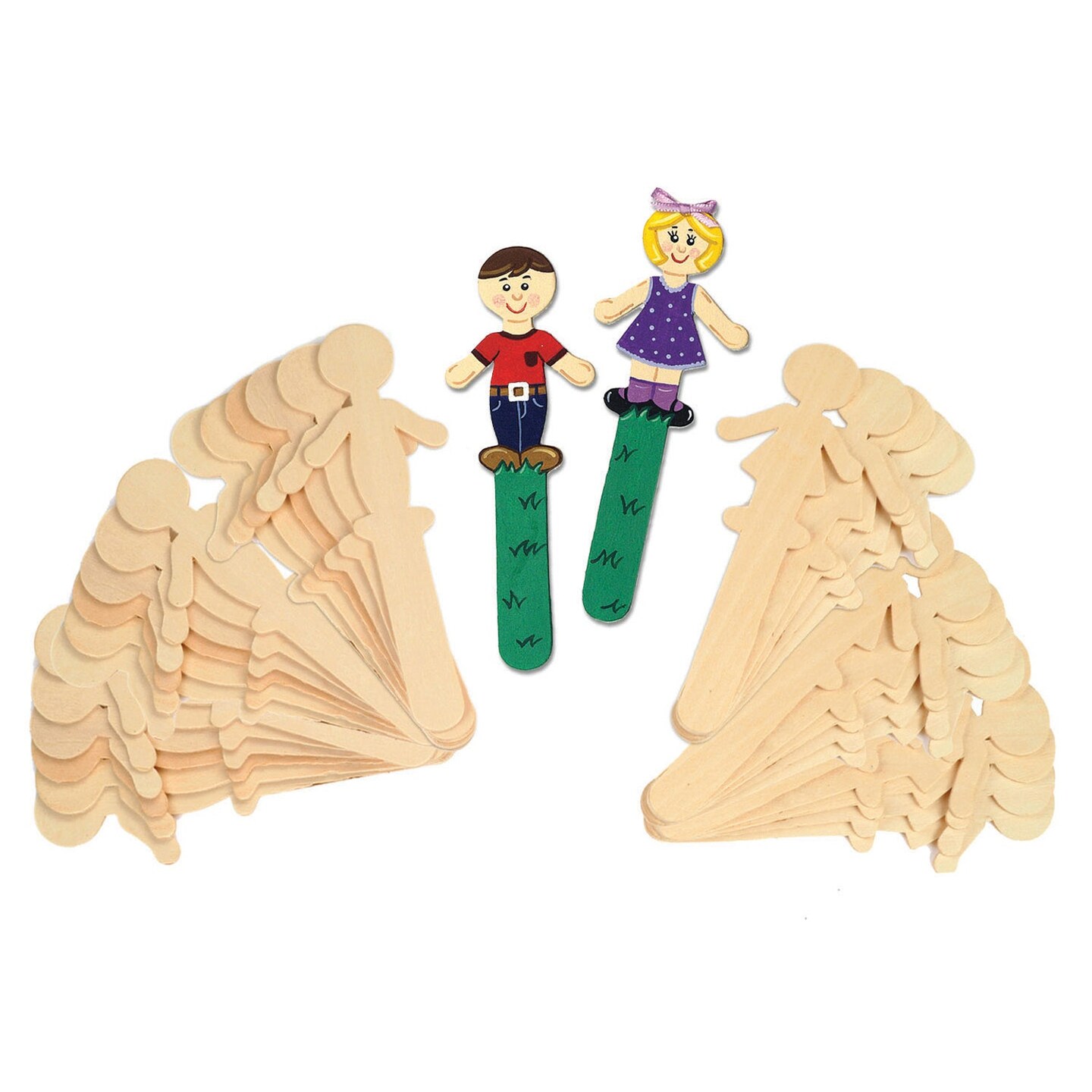 Natural Wood Craft Sticks, People, 5-1/2&#x22; Tall, 36 Pieces