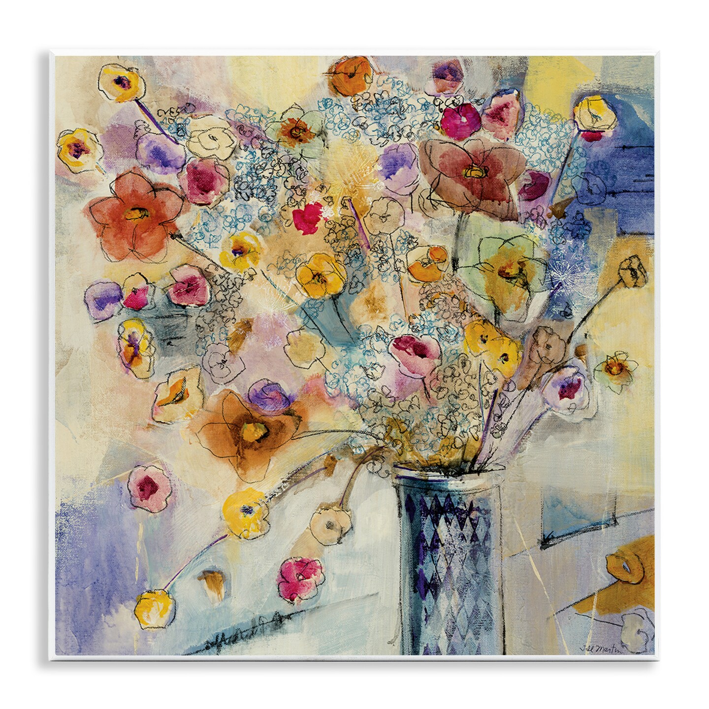 Stupell Industries Chaotic Flowers Line Drawing Wall Plaque Art