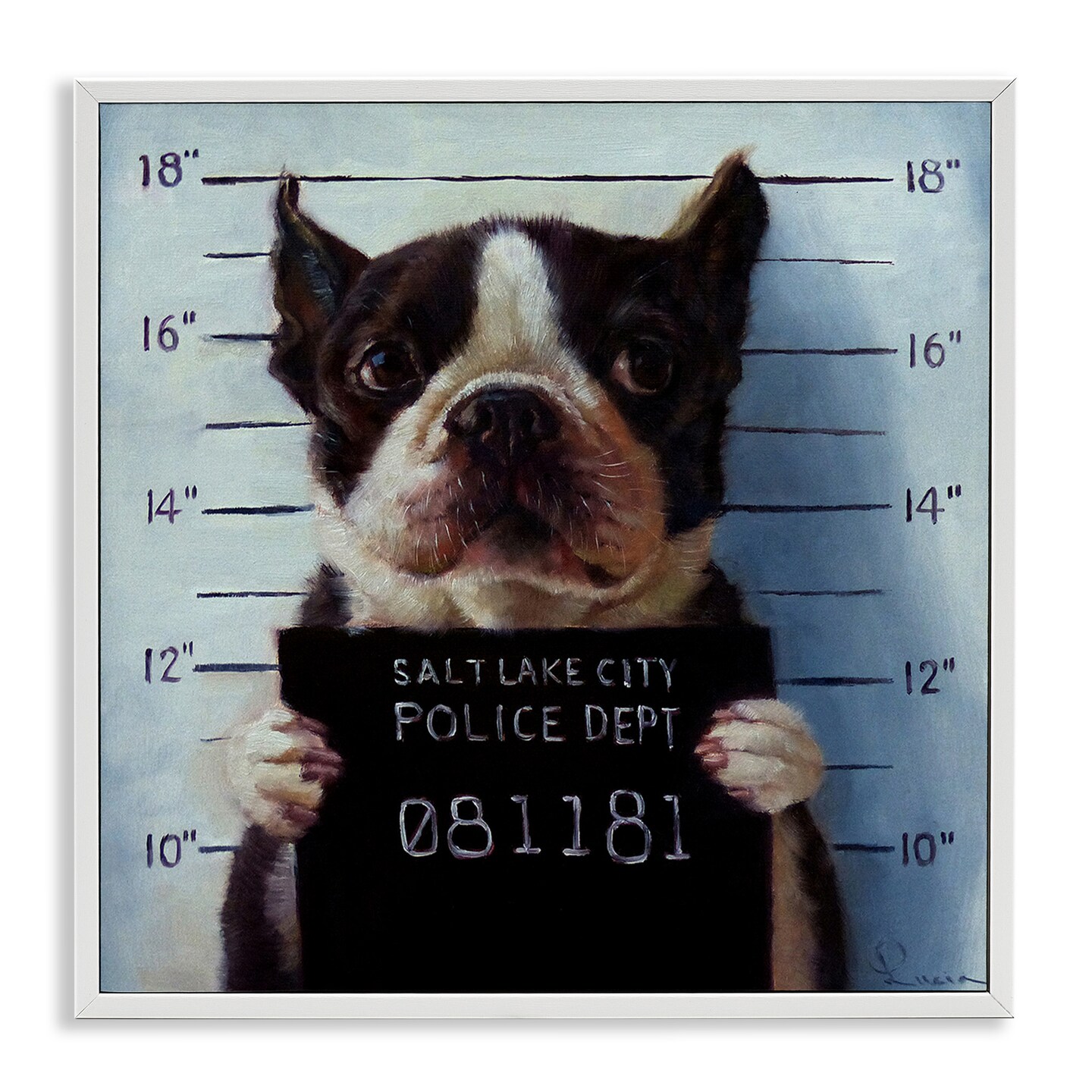 Stupell Industries Boston Terrier Jail Convicted Mugshot Framed Giclee