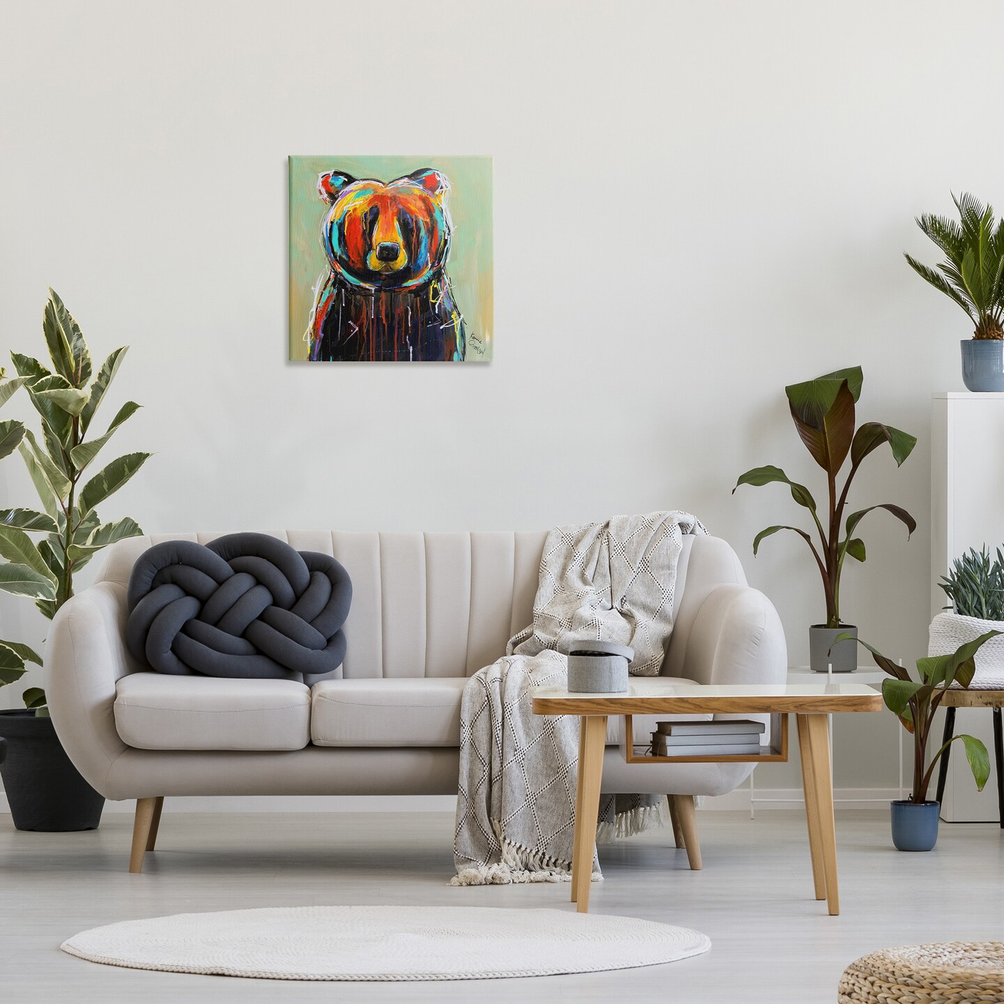 Stupell Industries Abstract Colorful Painted Black Bear Canvas Wall Art