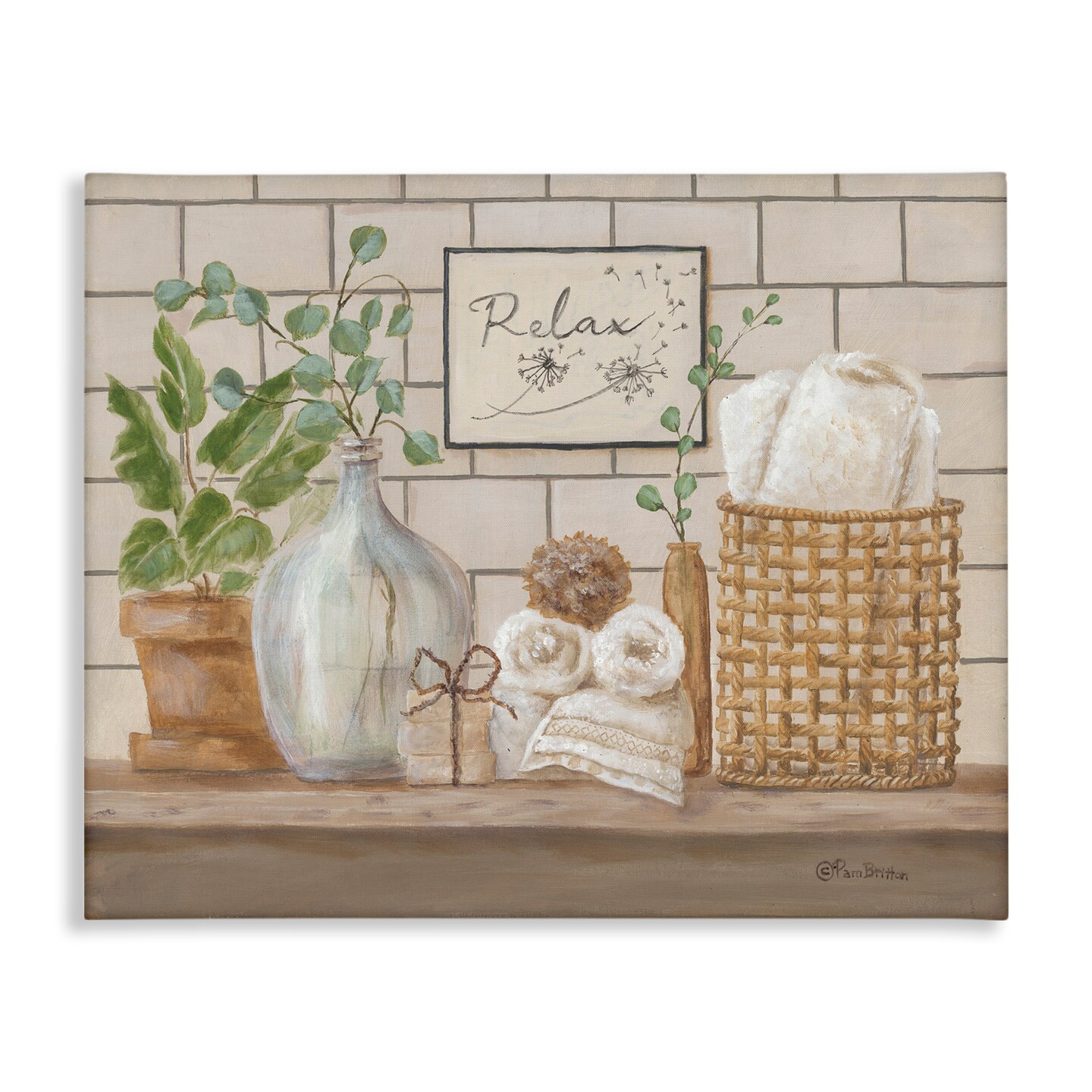 Stupell Industries Uplifting Bathroom Spa Relax Scene Canvas Wall Art