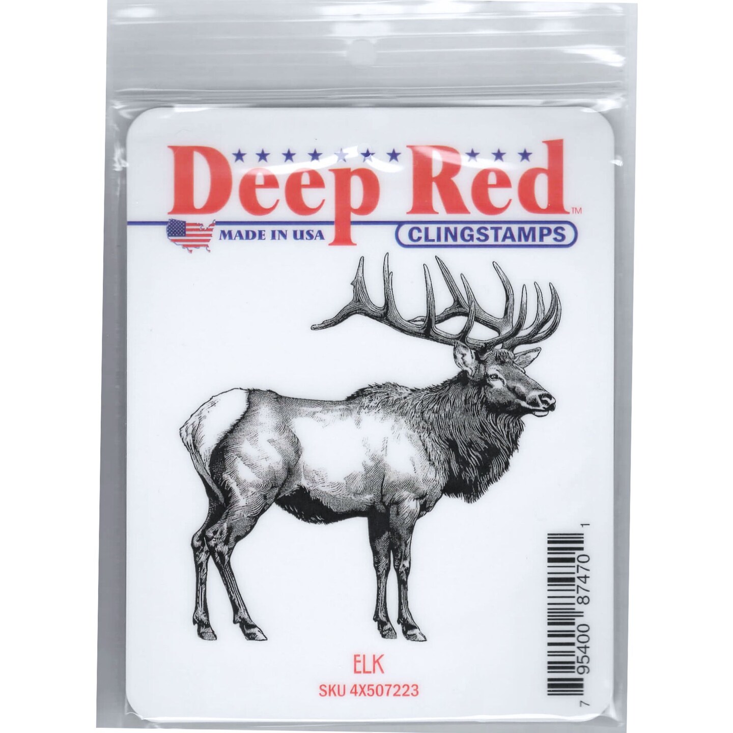 Deep Red Stamps Elk Rubber Cling Stamp