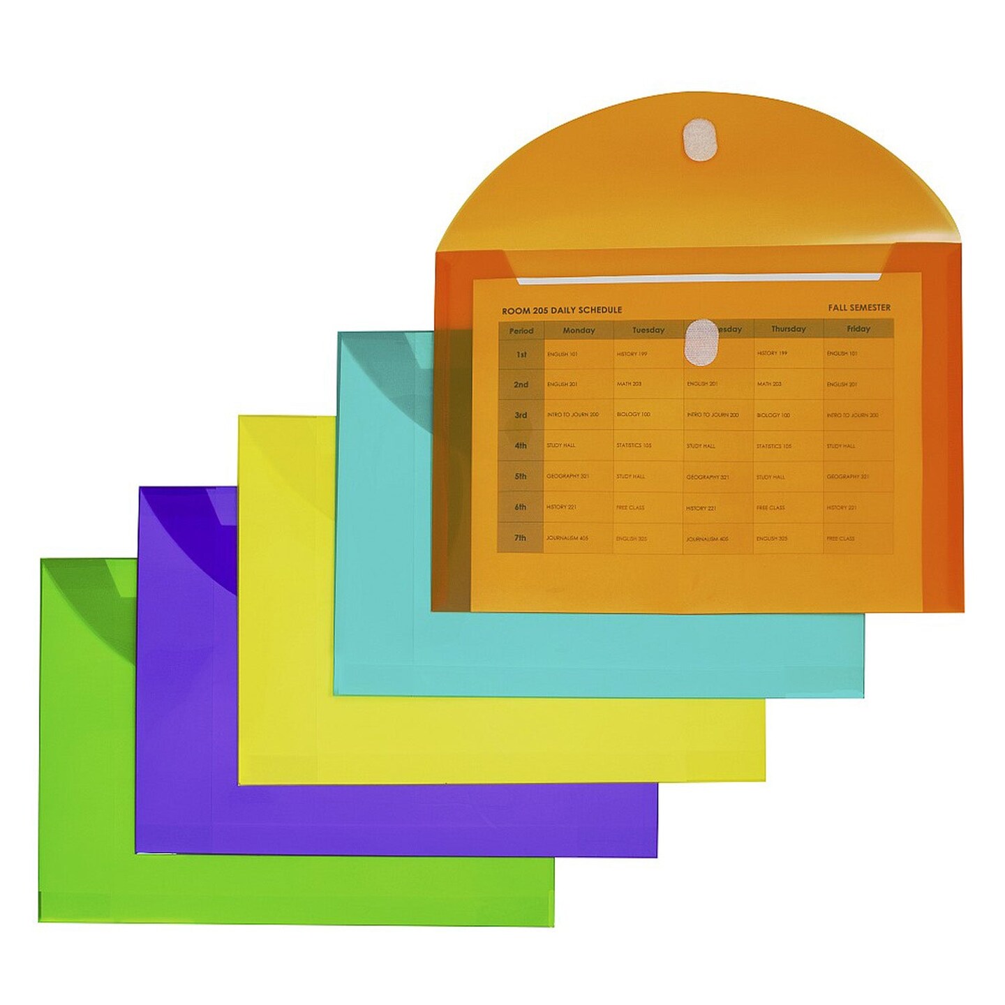 XL Reusable Envelopes, Hook and Loop Closure, 8 1/2 x 11, Assorted Colors, Pack of 10