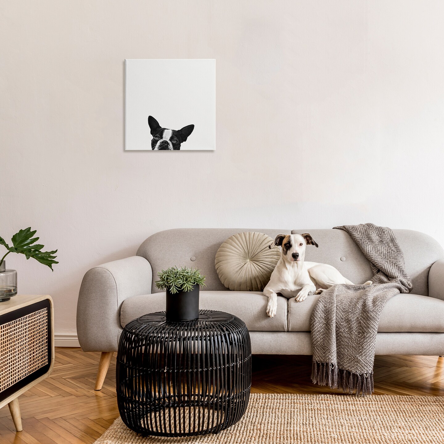 Stupell Industries Dog Peeking From Below Canvas Wall Art