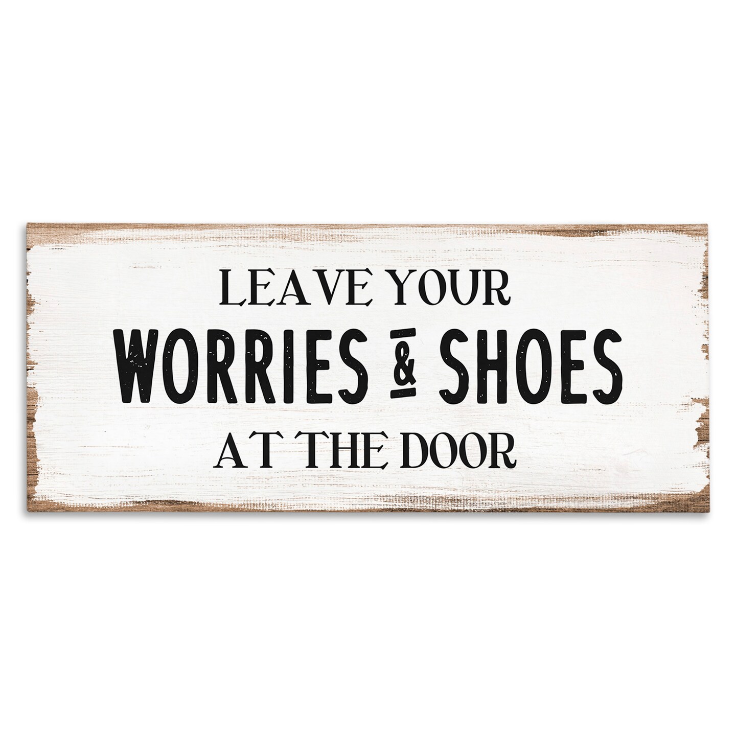 Stupell Industries Worries &#x26; Shoes At Door Phrase Canvas Wall Art