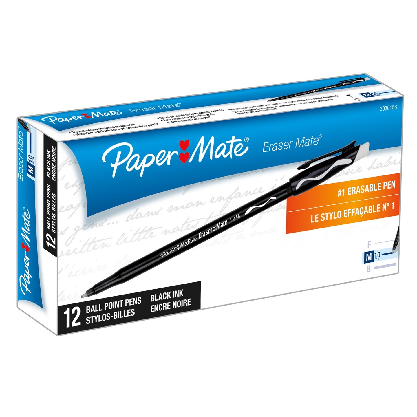 Eraser Mate&#xAE; Pen, Black, 12-Pack