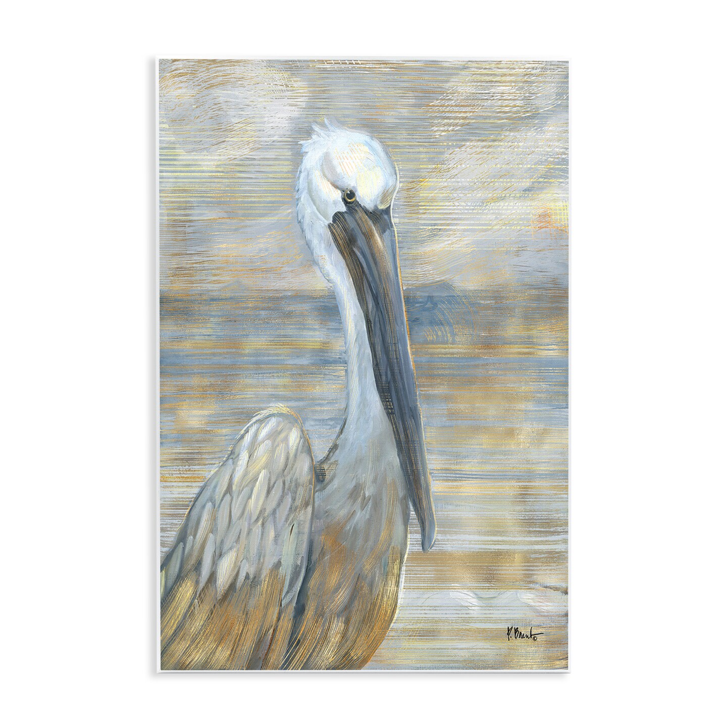 Stupell Industries Coastal Pelican Bird Abstract Portrait Wall Plaque Art