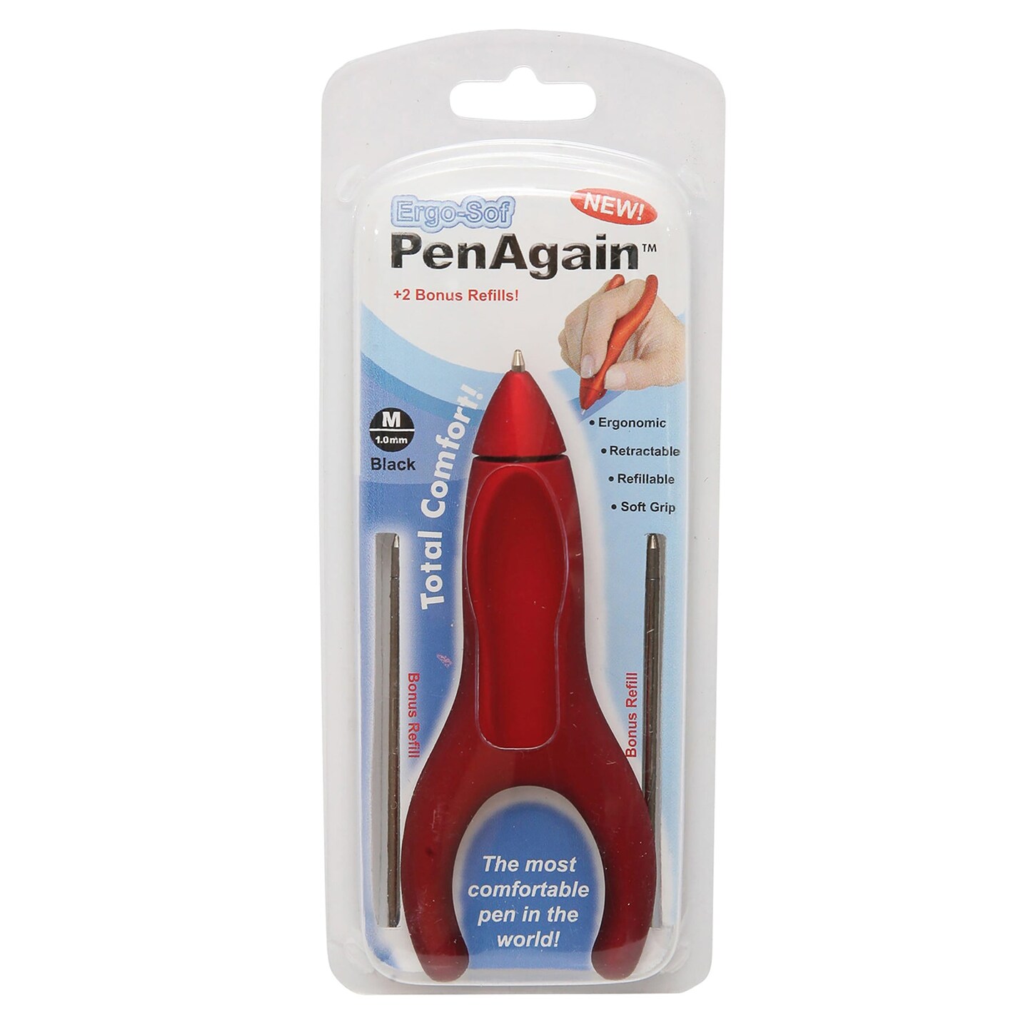 Ergo-Sof Retractable Ballpoint Pen, Red, Black Ink