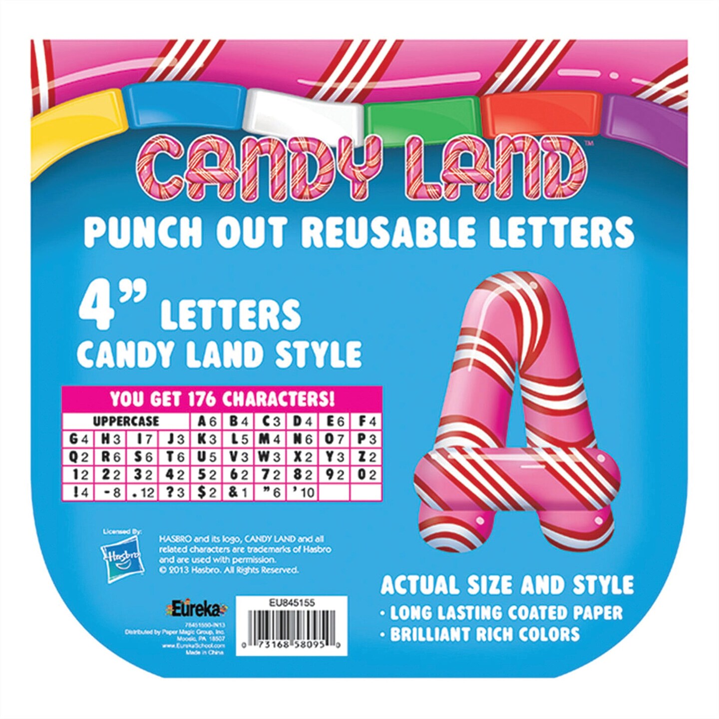 Candy Land&#x2122; Peppermint Stripe Deco 4&#x22; Letters, 176 Characters