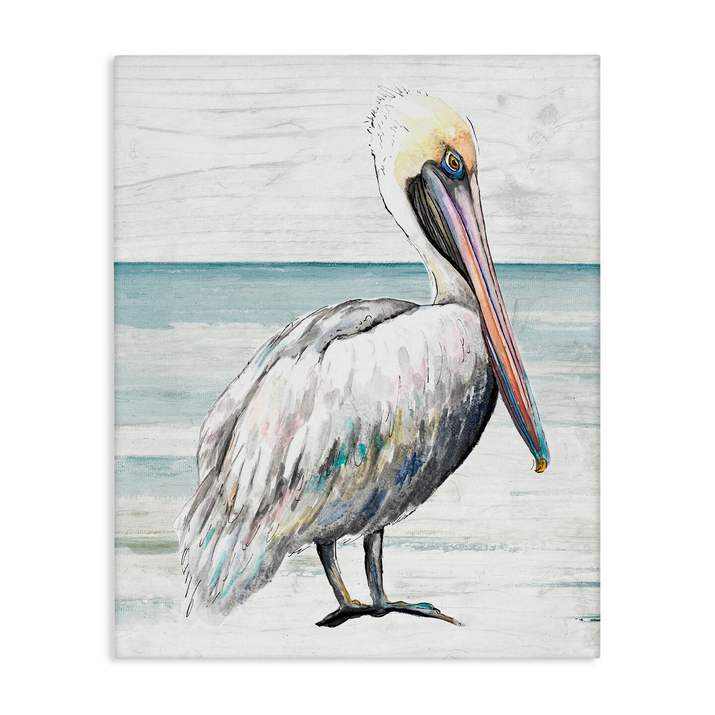 Stupell Industries Rustic Pelican on Shoreline Canvas Wall Art
