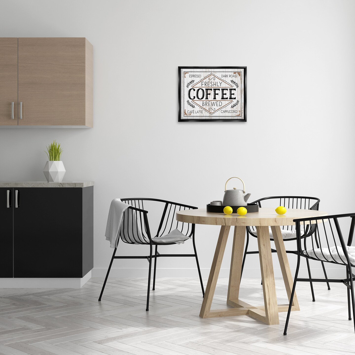 Stupell Industries Charming Fresh Brew Coffee Framed Floater Canvas Wall Art