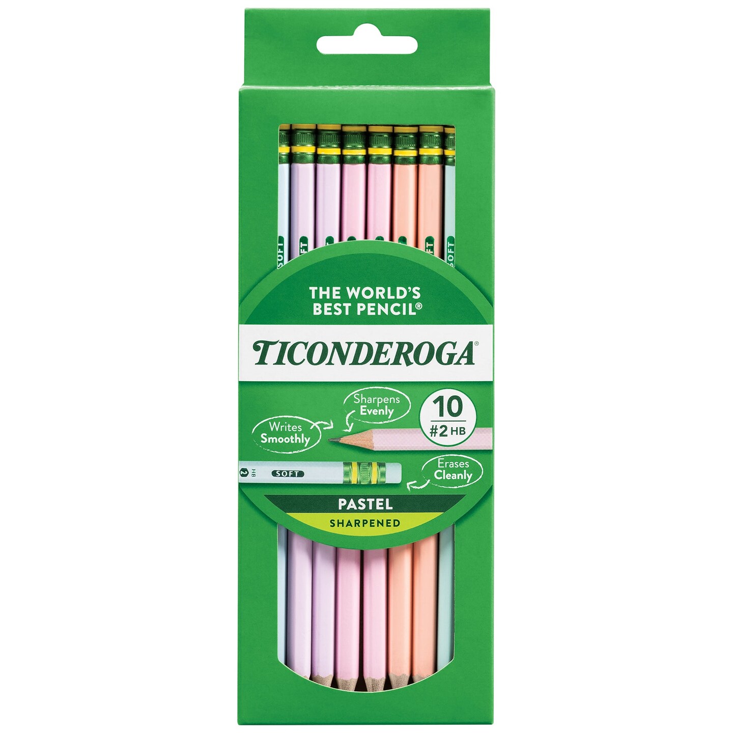 10ct No2 Pastel Pencils Ticonderoga 5 Assorted Colors