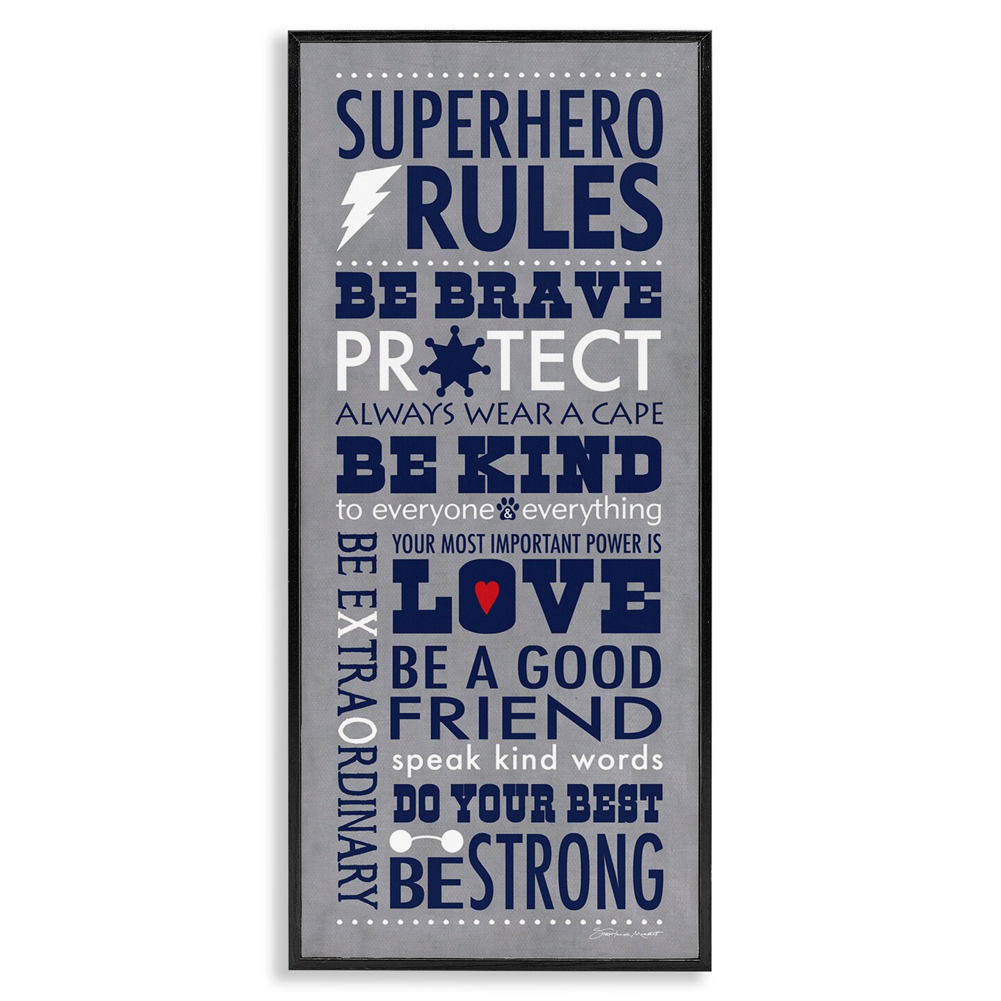 Stupell Industries Superhero Rules Typography Framed Giclee Art
