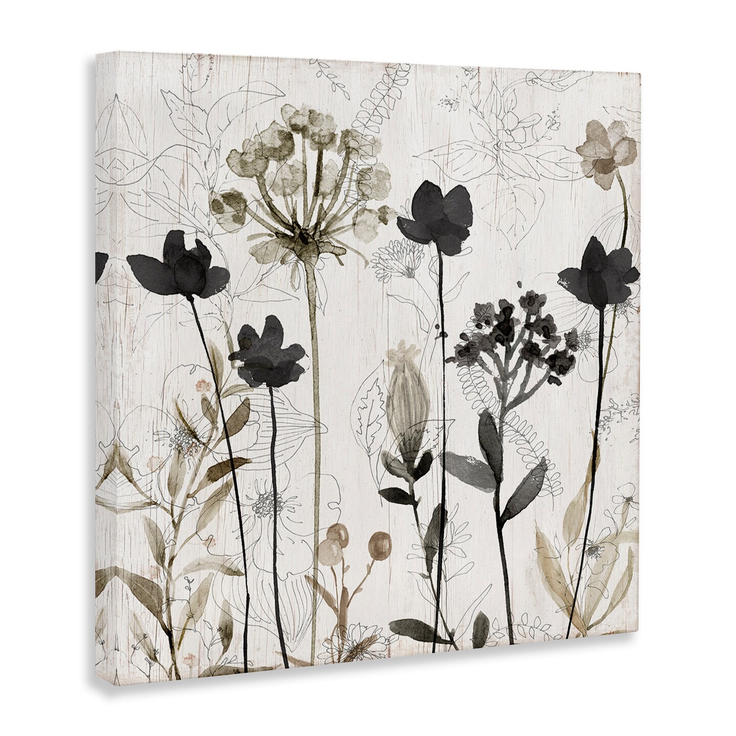 Stupell Industries Abstract Overlapping Flower Sprigs Canvas Wall Art