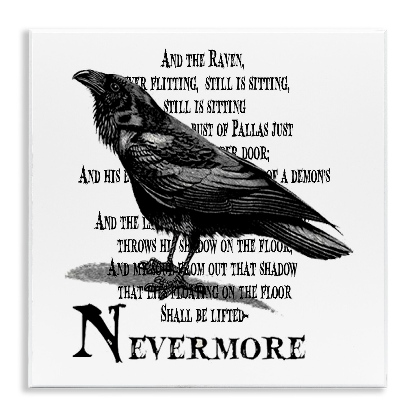 Stupell Industries Creepy Halloween Black Crow Raven Wall Plaque Art