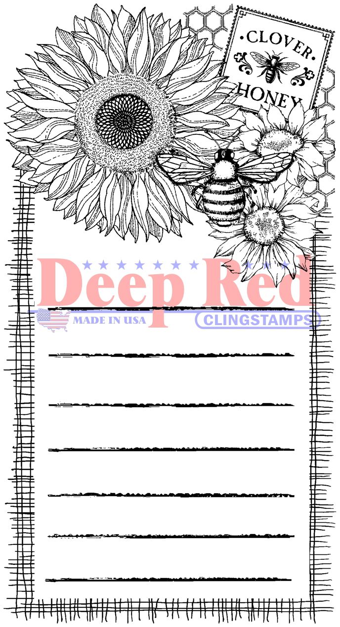 Deep Red Stamps Sunflower Notes Rubber Cling Stamp