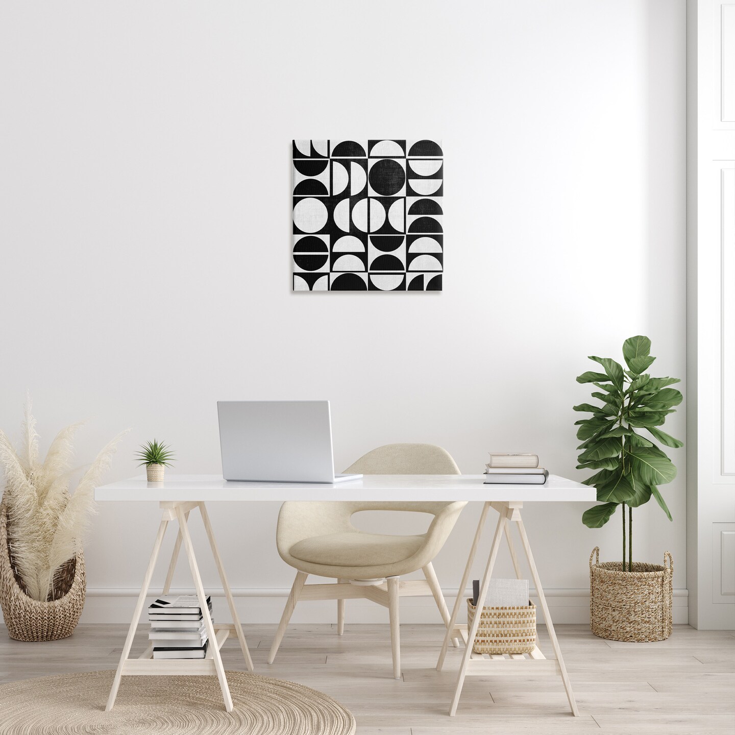 Stupell Industries Black & White Arch Pattern Canvas Wall Art