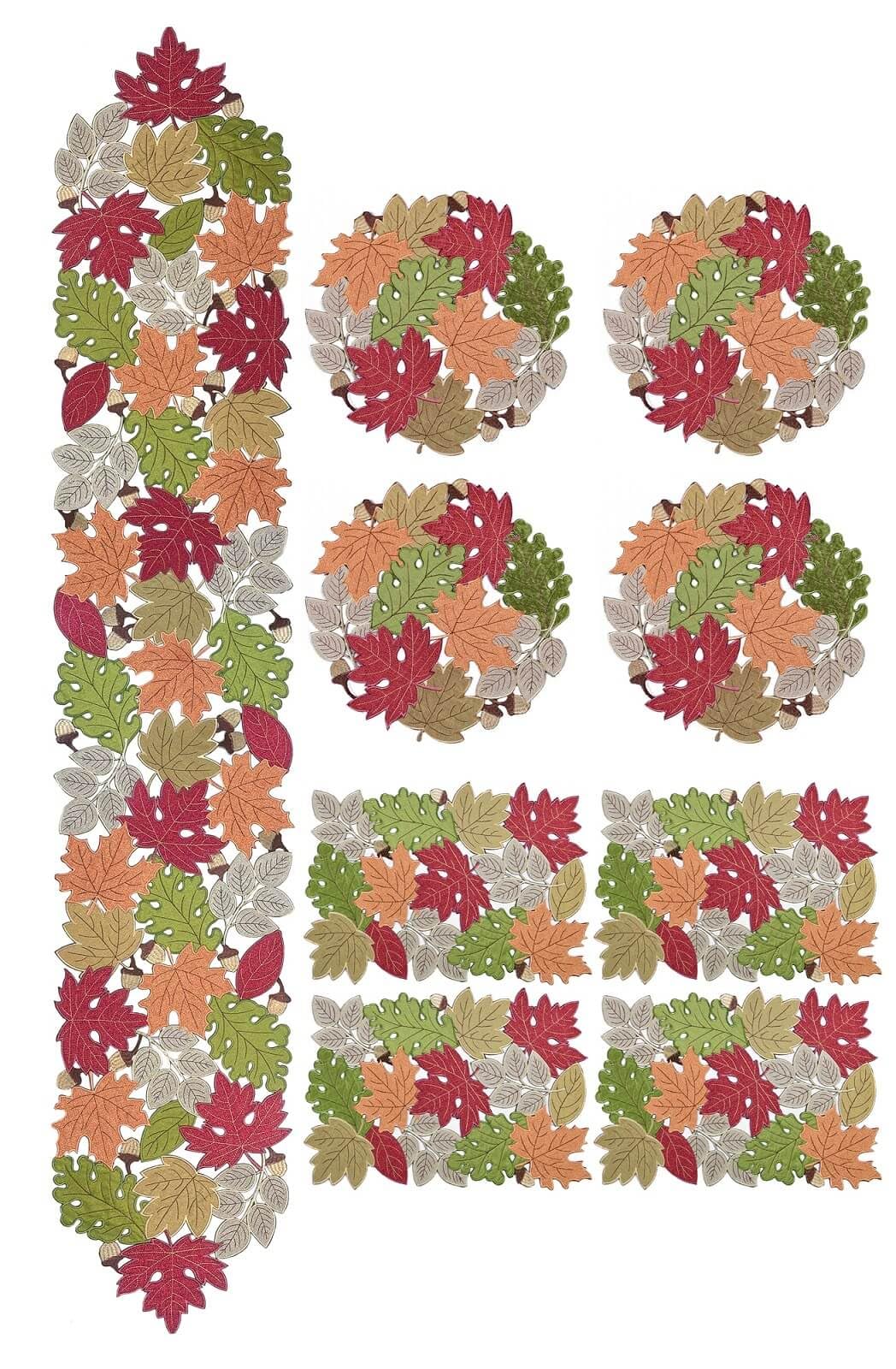 KEVA Fall Table Runner 72inches Long, Autumn Maple Leaves Table Runner 13x72 inch for Thanksgiving Kitchen and Table Decoration, Harvest Fall Farmhouse Rustic Embroidered Thanksgiving Table Runner