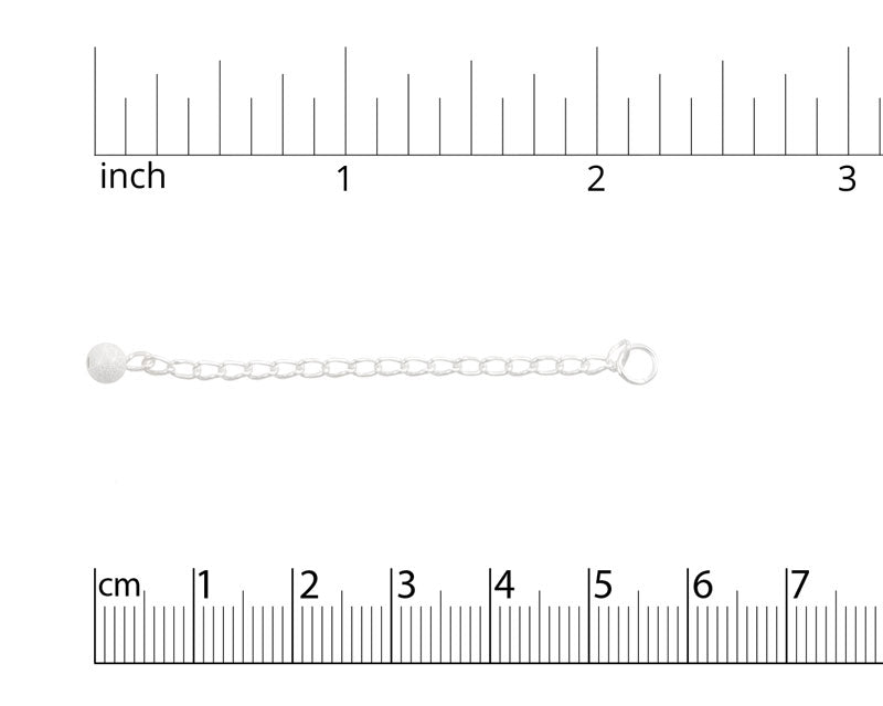 JewelrySupply Chain Extender - Curb with 4mm Stardust Bead 2.25&#x22; S.S. (1-Pc)